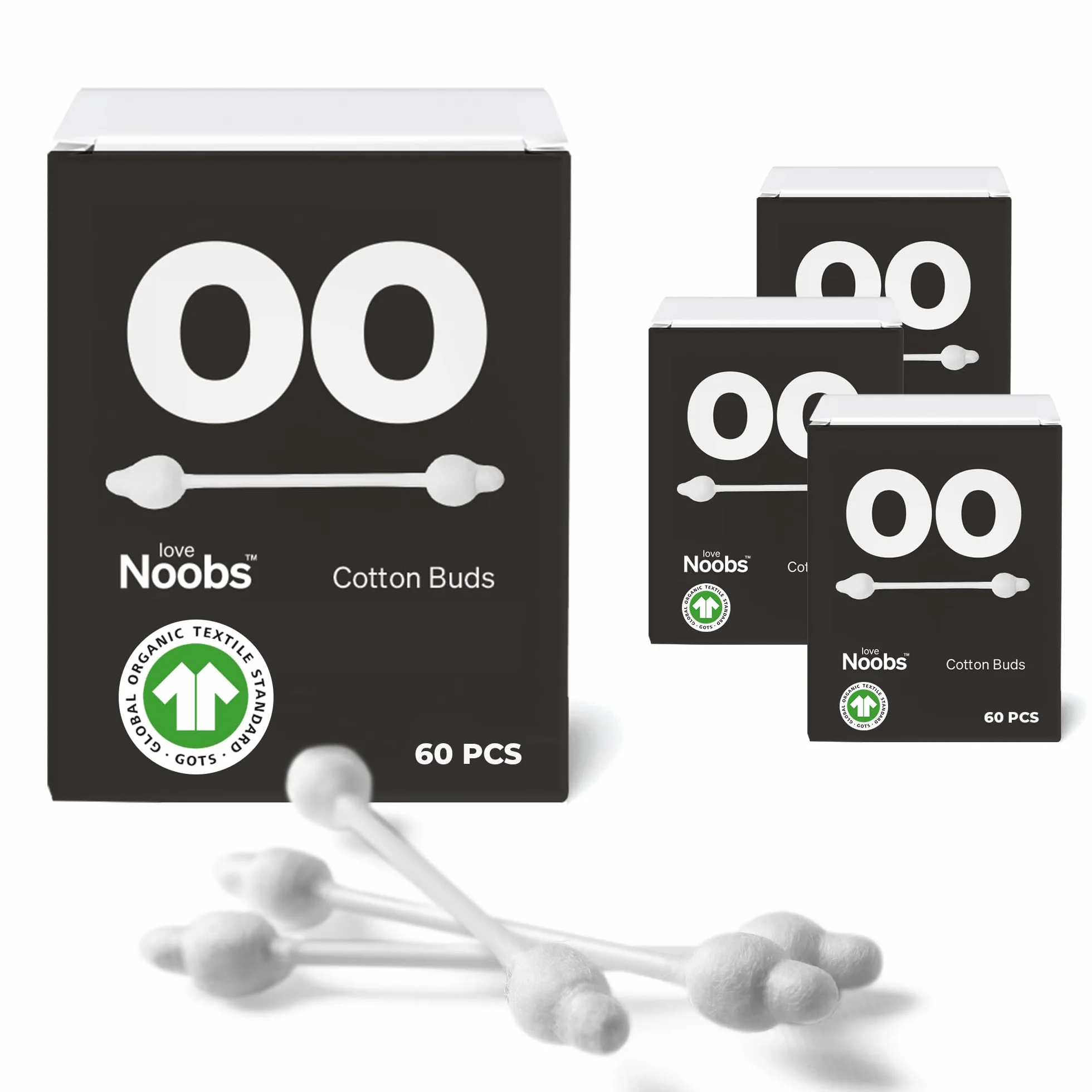 Bastoncillos de Seguridad para Bebés de Love Noobs, Bastoncillos de Algodón 100% Orgánicos para Bebés, 240 Piezas, Bastoncillos Ultra Suaves para Oídos, Ideal para Toda la Familia