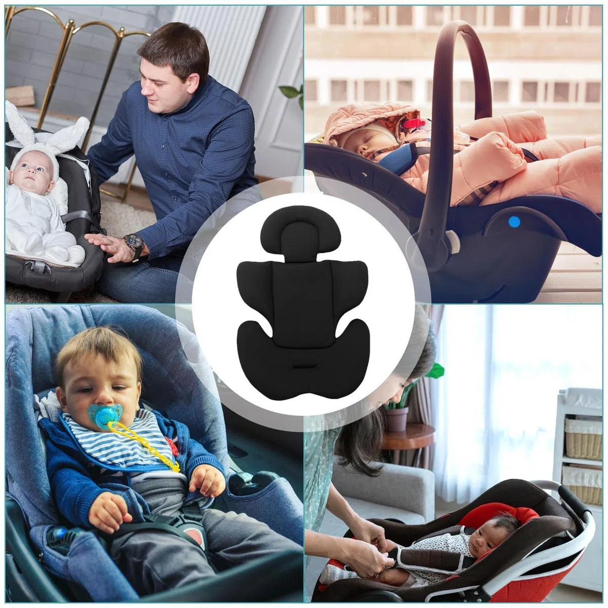 Reductor de asiento de coche de bebé, cojín de inserción de asiento de coche de bebé, almohadilla de apoyo corporal 2 en 1, reductor de asiento de bebé suave, acolchado de doble cara, para cochecitos