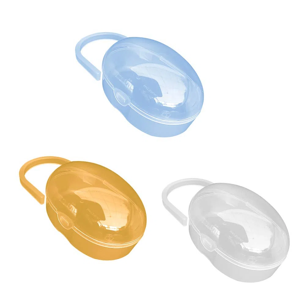 Caja De Chupete,3 PCS Caja Estuche de Pezón para Bebé Portachupetes Healifty Contenedores de Almacenamiento de Chupete Portachupete Portachupetes Infant(Amarillo+Transparente+Azul)