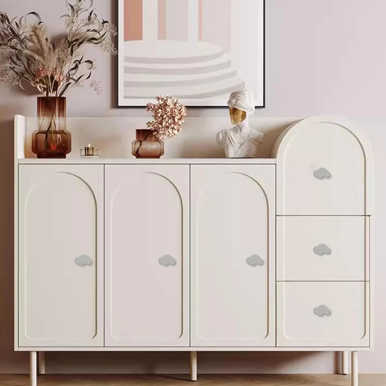 6 Pomos de Cajón con Forma de Nube para Muebles, Pomos de Goma con Forma de Dibujos Animados para Niñas Niños, para Tiradores de Armario, Cajones, Armarios de Habitación Infantil