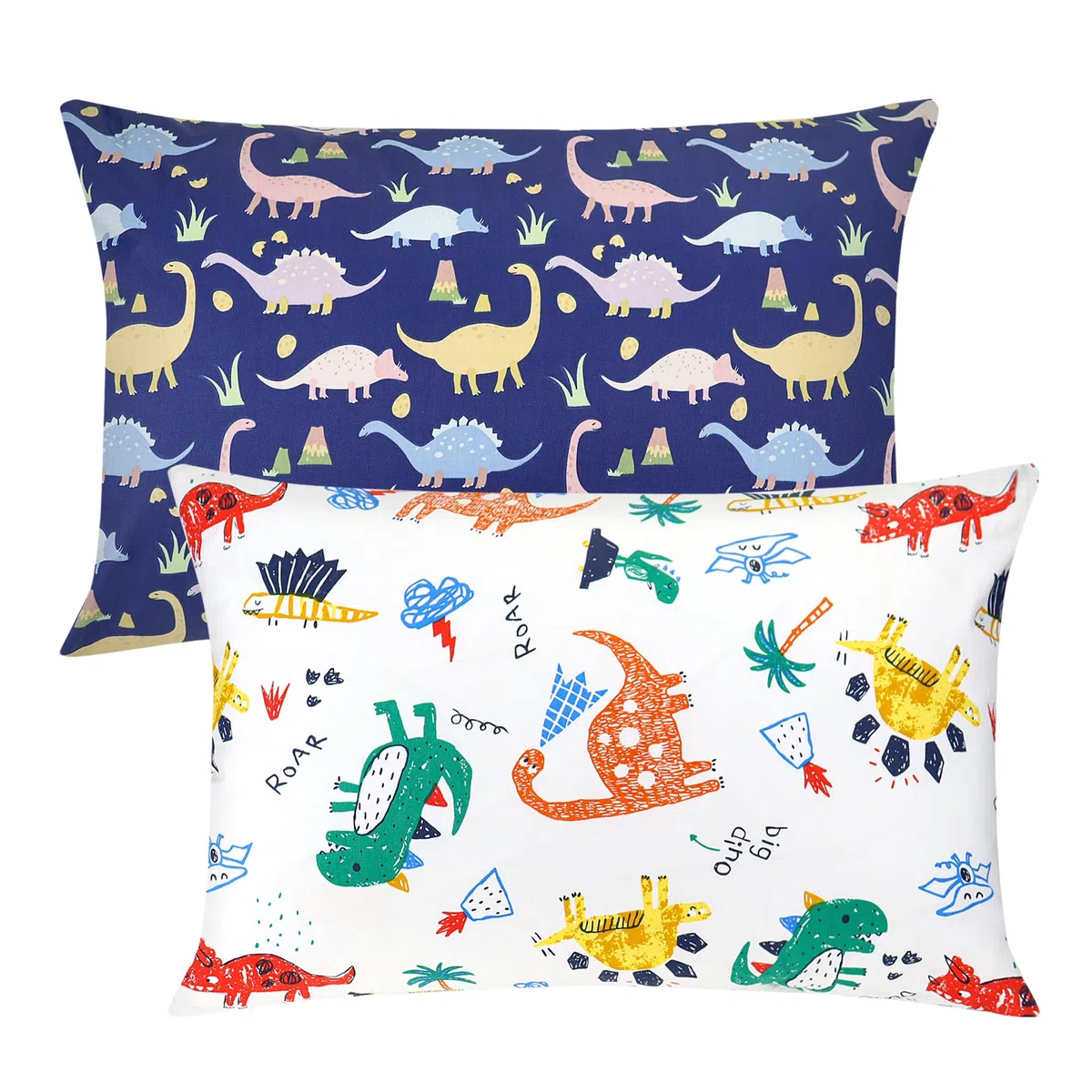 Juego de 2 fundas de almohada para niños, 100 % algodón, 40 x 60 cm, funda de almohada suave y transpirable, para niños y niñas, funda de almohada de bebé con sobre