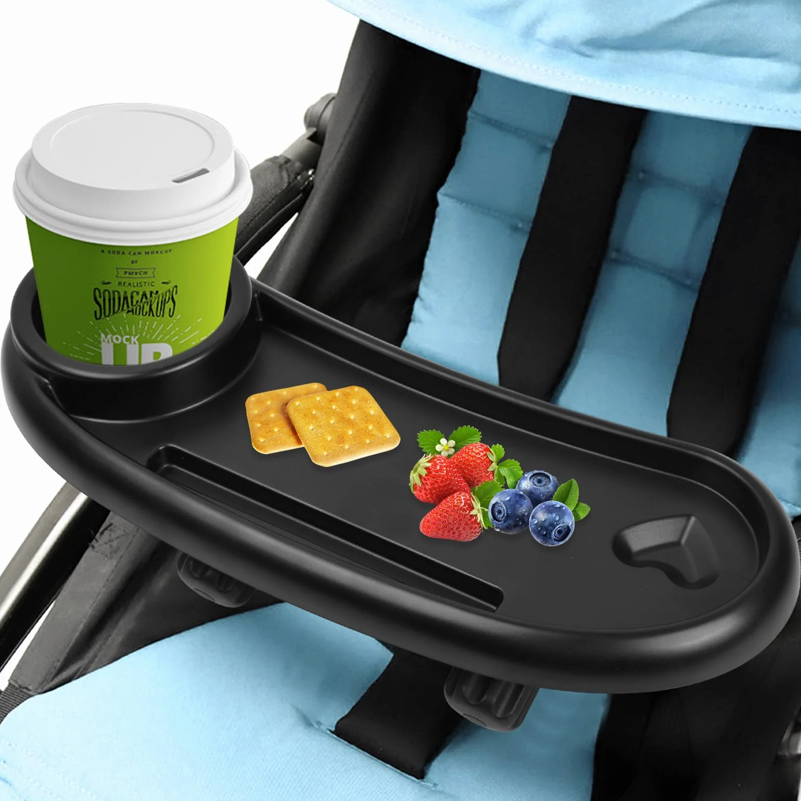 Bandeja para Cochecito de Bebé, Bandeja Universal para Cochecito, Extraíble Antideslizante Accesorio de Carrito de Bebé,3 en 1 con Clip Ajustable,para Cochecitos con Reposabrazos (Negro)