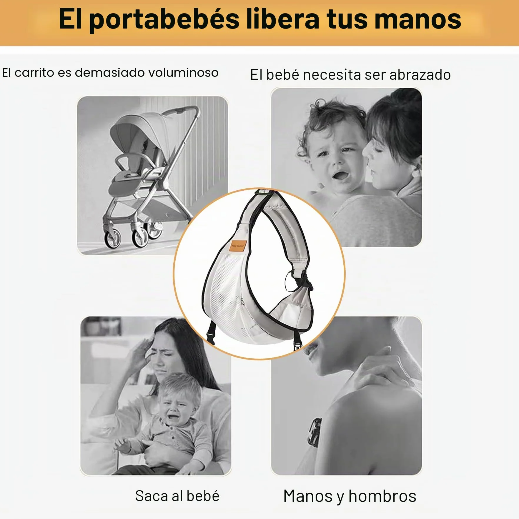 Fular Portabebes Ajustable Multifuncional Ligero Transpirable para Bebés hasta 20kg