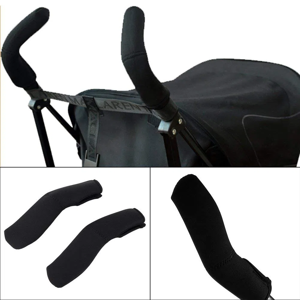 Ejoyous Funda Protectora Carro Bebe, 2 Fundas Funda Protectora Silla de Paseo para Modelos de Cochecito a Prueba de Polvo, Ajuste Universal Funda Manillar Maclaren para Cochecito de Bebé(Negro)