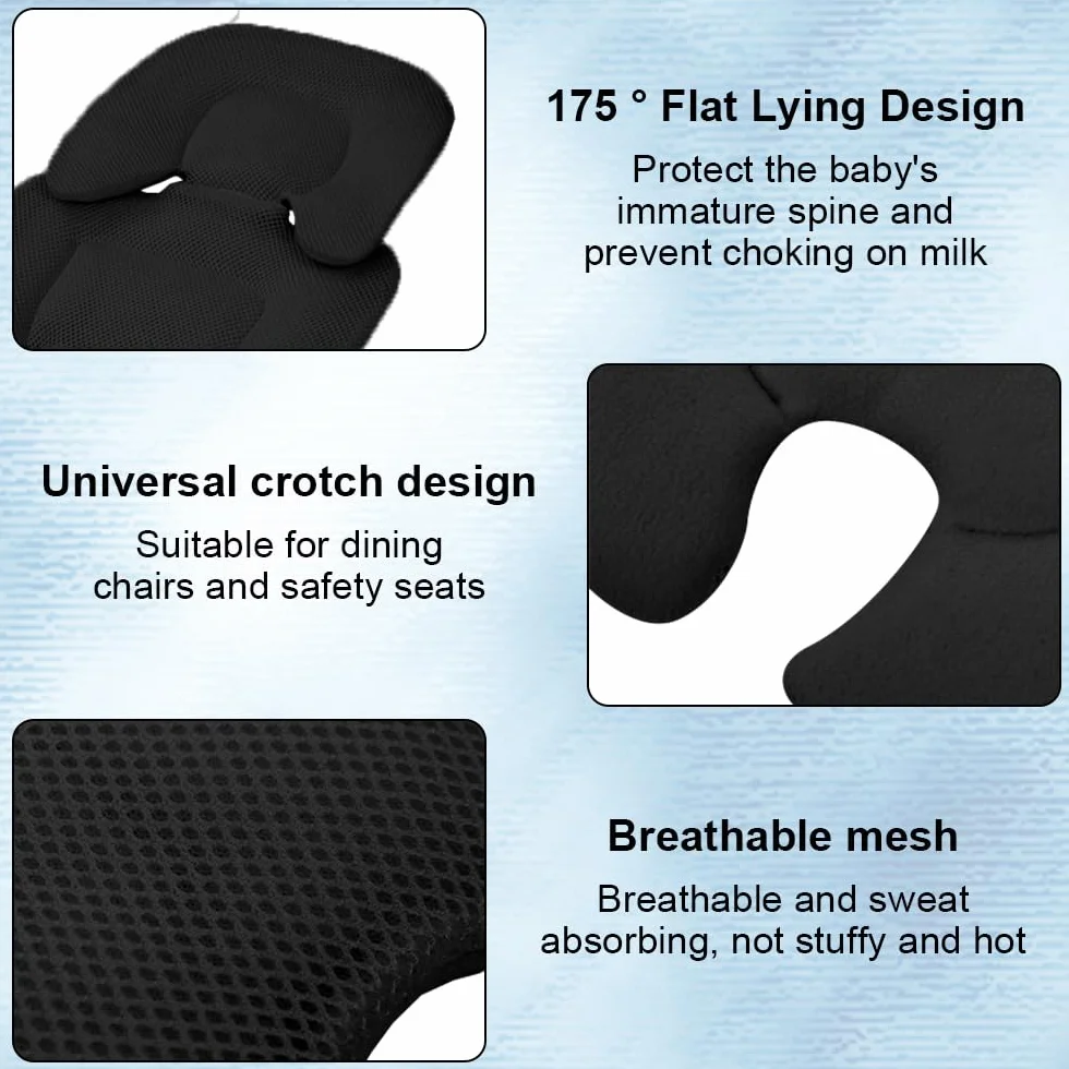 Cojín para Asiento de Automóvil para Recién Nacido, Reductor de Asiento para Cochecito, Soporte para la Cabeza del Asiento de Coche para Recién Nacidos para Asiento de Coche, Silla Alta (Negro)
