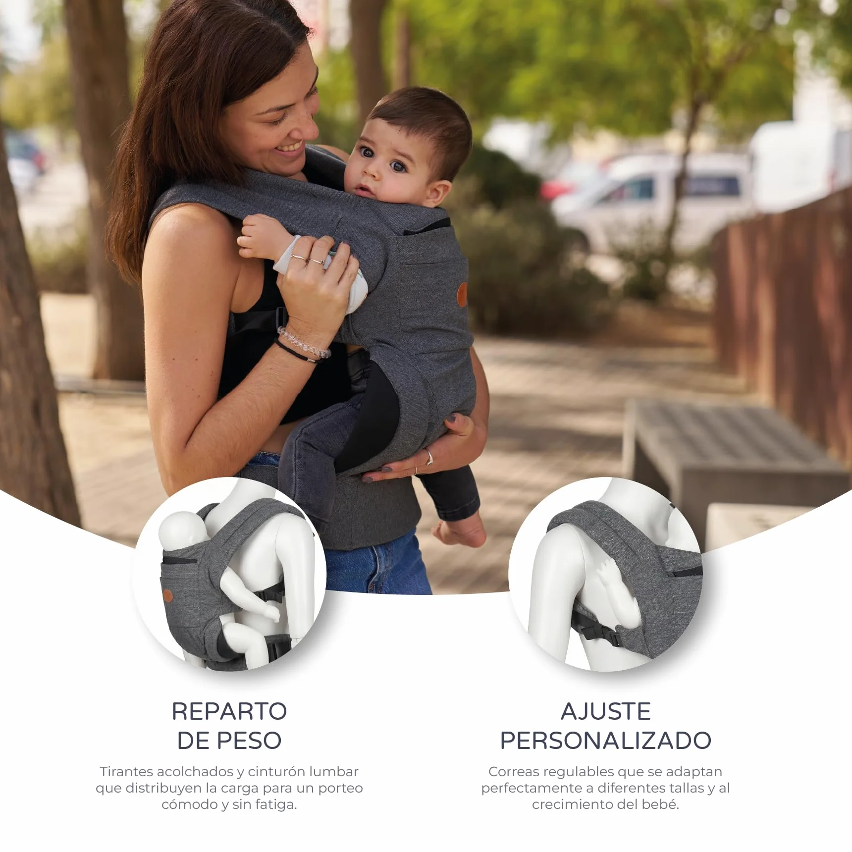 MS BabyWorld Kowari Portabebés Elástico Ergonómico Ajustable Hasta 15 kg