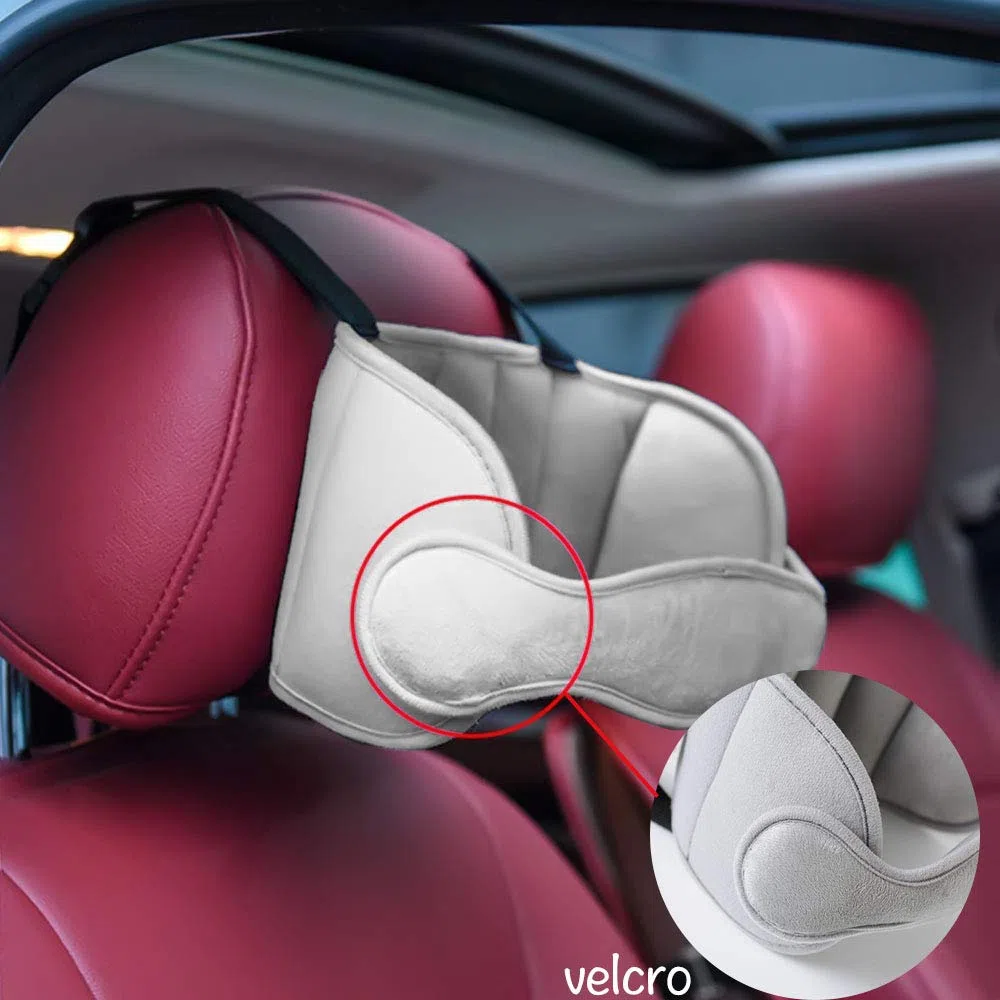 Reposacabezas Coche Niño, ZoneYan Soporte para la Cabeza del Asiento de Coche para Bebé, Sujeta Cabezas Coche para Niños, Asiento Ajustable para Niños Asiento para la Cabeza, Alivio del Cuello, Gris