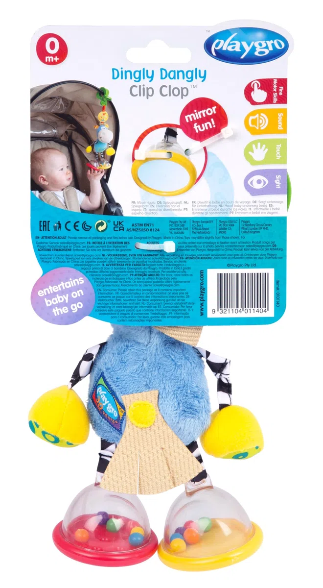 Juguetes Suaves para bebés con Forma de Caballo Azul Claro de Playgro | Sonajeros y Juguetes para la dentición Divertidos para recién Nacidos, bebés y niños pequeños a Partir de 0 Meses