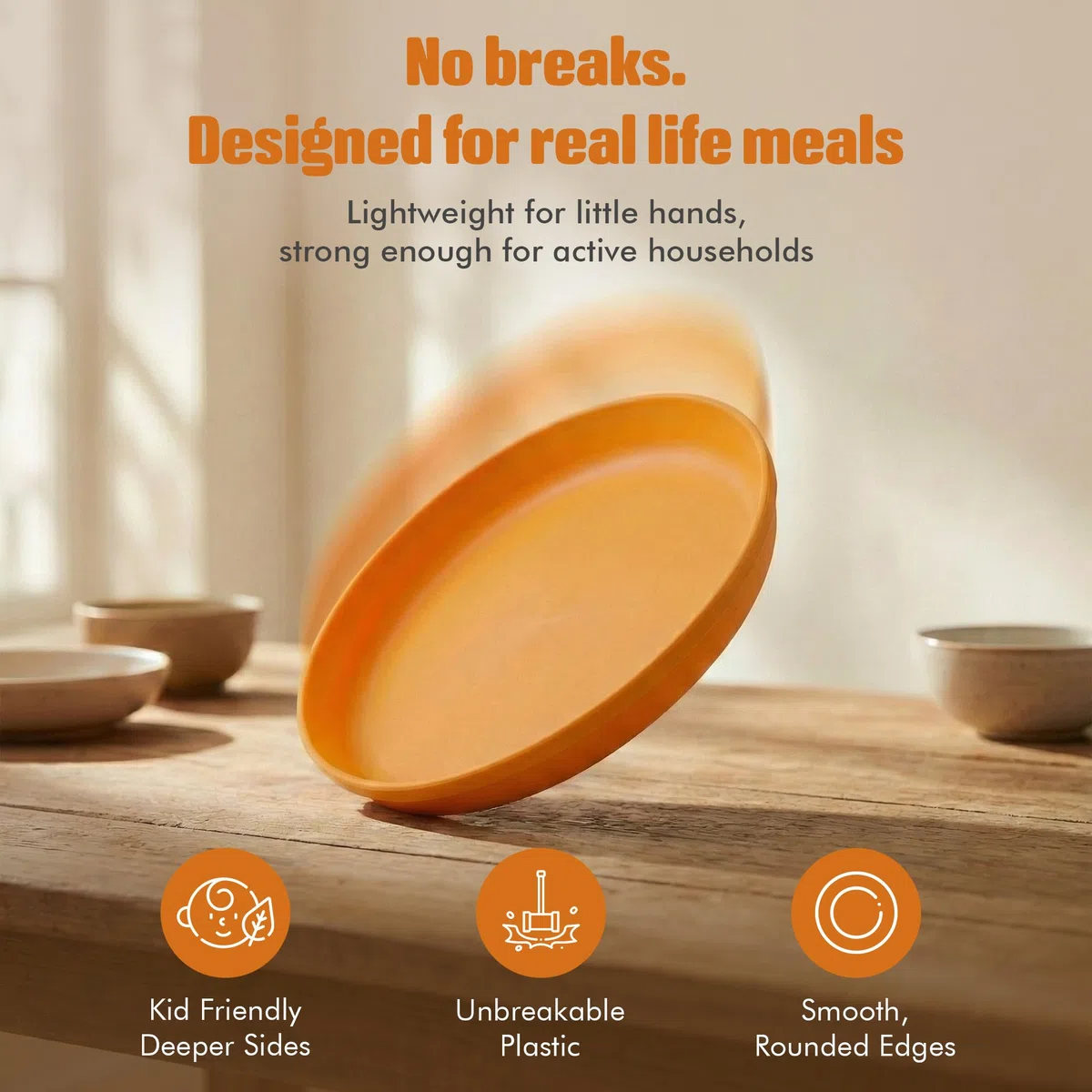 MASTERCOOK Juego de platos para niños, 6 platos de plástico reutilizables, plástico de grado alimenticio sin BPA, apto para lavavajillas y microondas, juego de platos multicolor para niños, 7 pulgadas