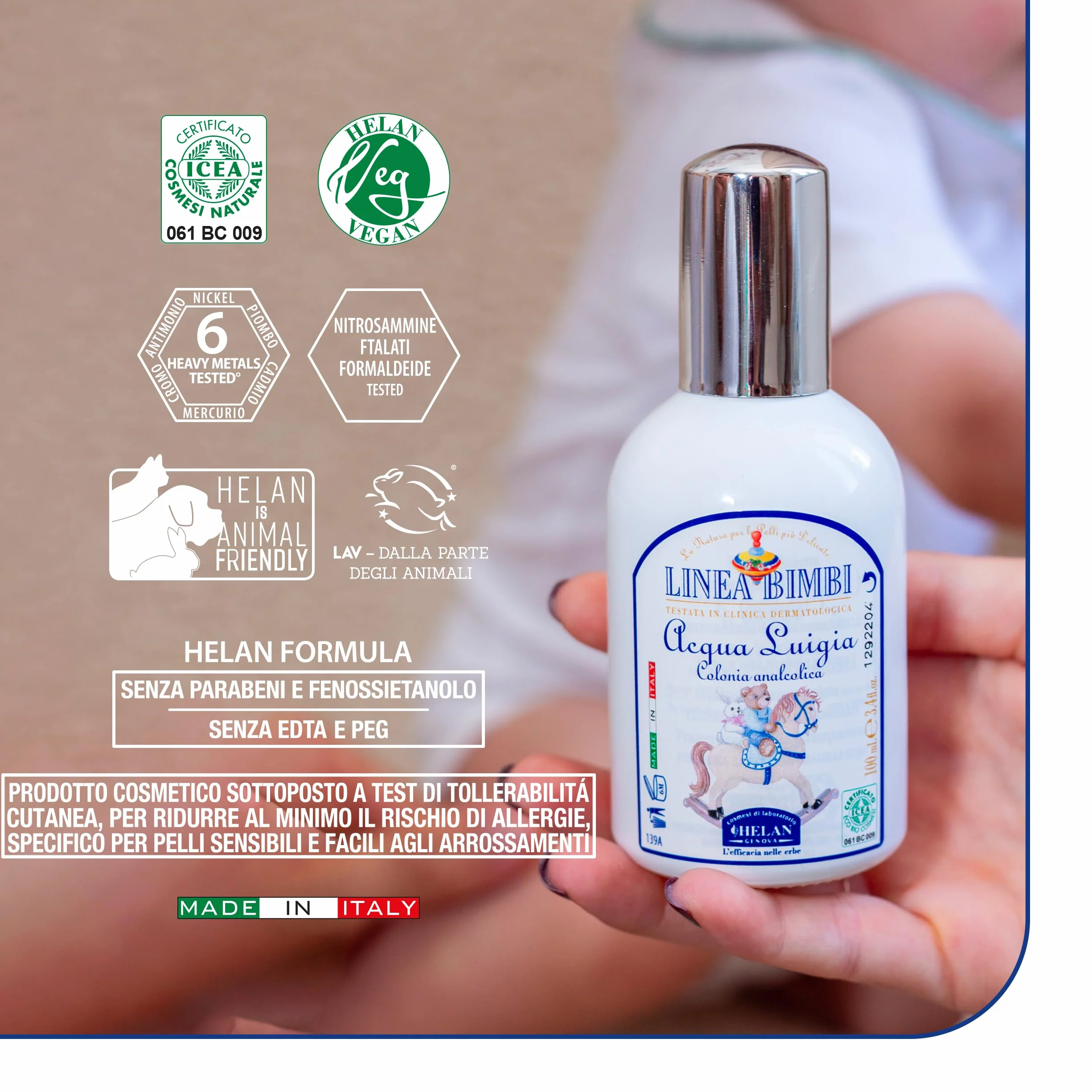 Helan, Linea Bimbi Bio, Colonia Bebé y Niño, Agua de Colonia Spray para Niños - sin Alchol, con Acción Calmante - Colonia Niño con Manzanilla y Fragancia Cítrica - Perfume Bebé - 100 ml