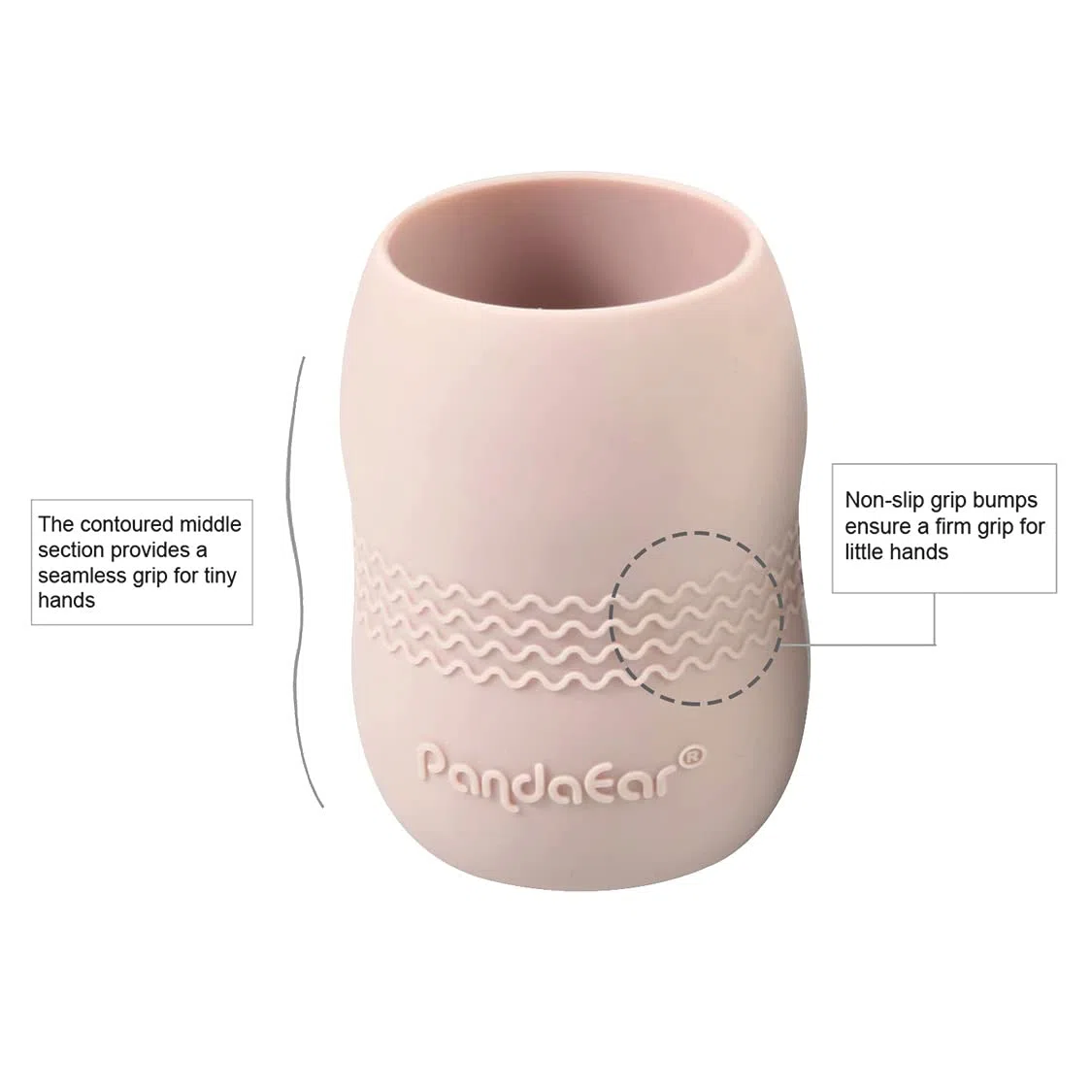 PandaEar Set de Alimentación Autónoma para Bebés | 2 Platos de Succión Divididos y 2 Tazas Pequeñas con 2 Cucharas y 2 Tenedores| Suministros de Silicona para Destete (Rosa)