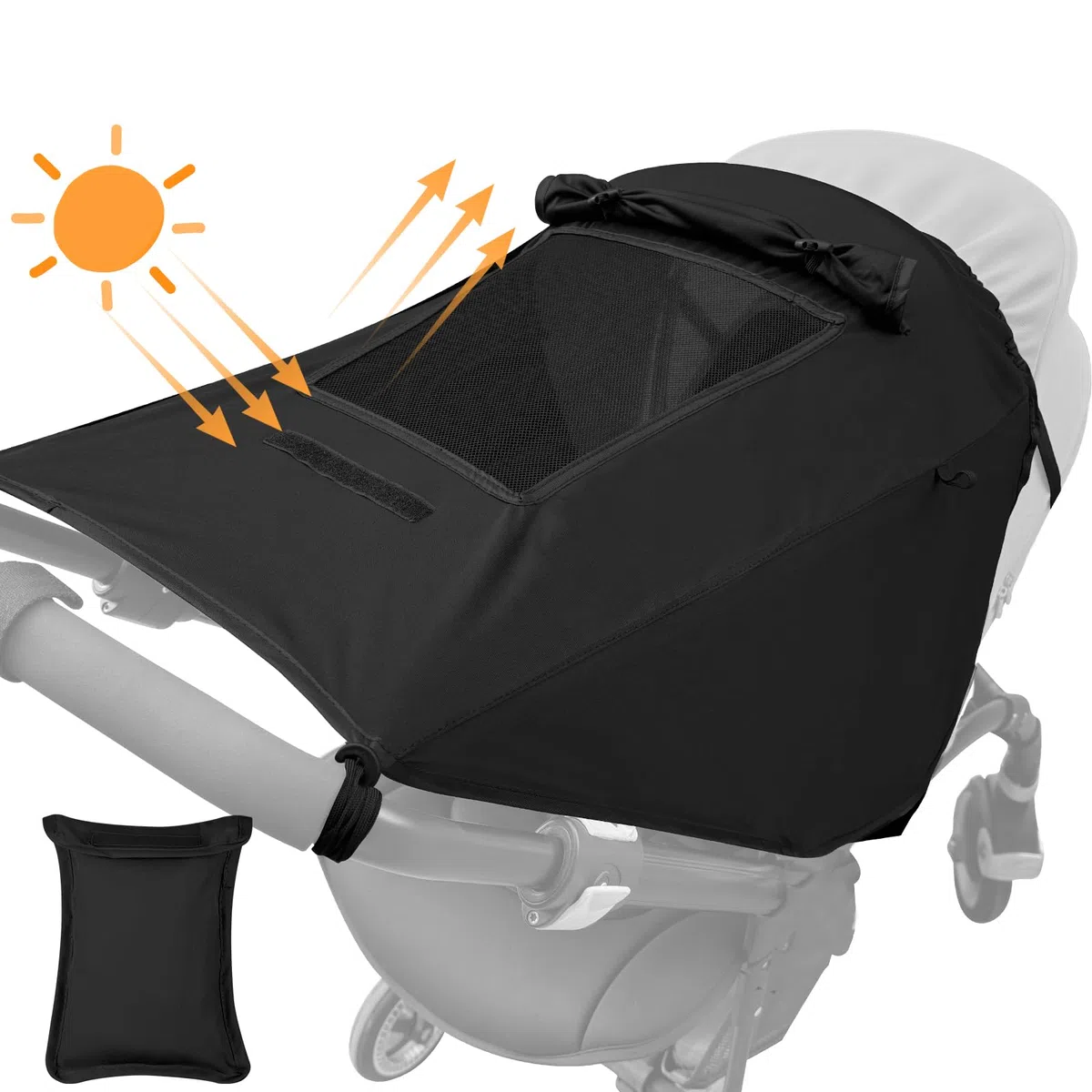 WD&CD Parasoles para Silla de Paseo, Protección Solar Funda para Cochecito de Bebé, Toldo Respirable Universal para Bebés Cochecitos- Parasol Ajustable con Protección UV 50+, Negro