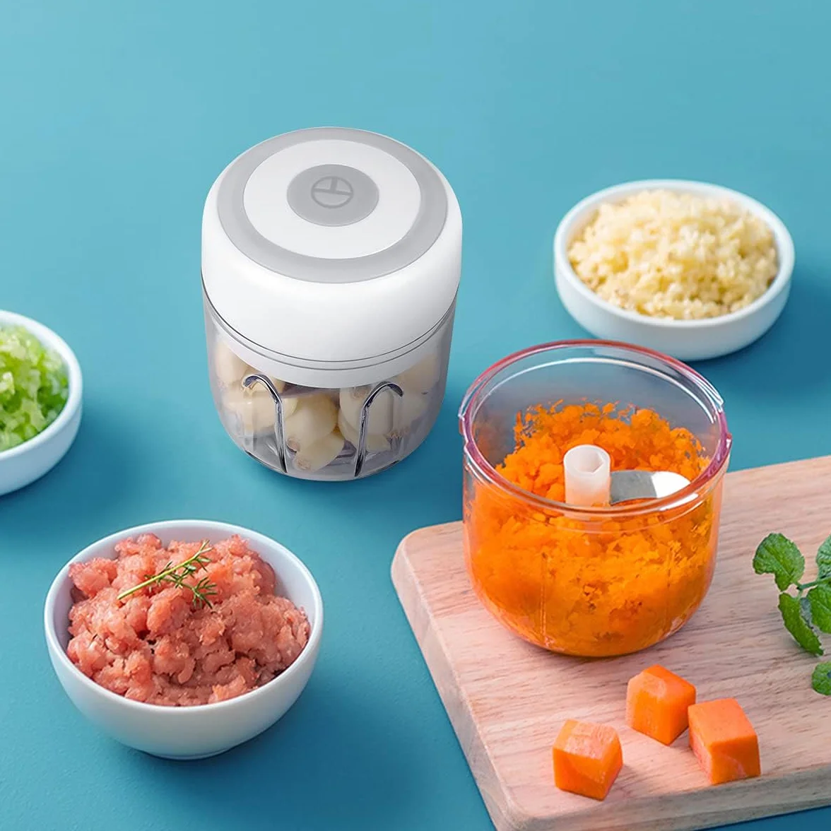 Picadora de ajo eléctrica portátil e inalámbrica, procesador de alimentos con carga USB, picadora de cebolla, picadora de carne, para condimentos de bebés, nueces, pimienta (verde)