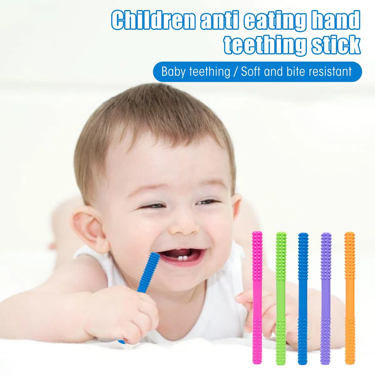 Palitos de Dentición para Bebé, 5 Unidades Resistentes a Rasgar, Anillos de Dentición de Silicona Suave, Juguete Masticar Seguro para Bebés en Etapa de Dentición y Juegos Diarios