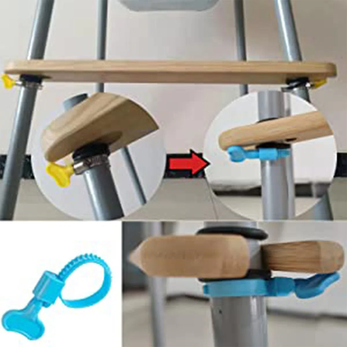 Reposapiés para Trona, Ajustable Antideslizante Pino Natural de Madera Accesorios Reposapiés Silla Alta Bebé de Resorte Compatible Tronas para Bebés