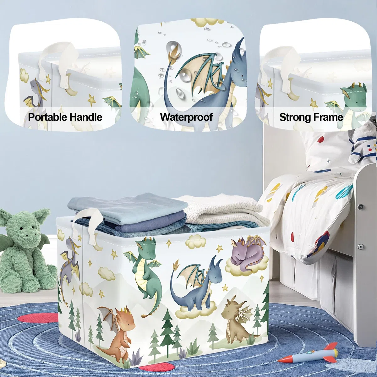 Grande Cesta Ropa Sucia Dino Bonito Plegable Cestos Almacenaje Ropa Juguetes para Padres,Árbol,36L