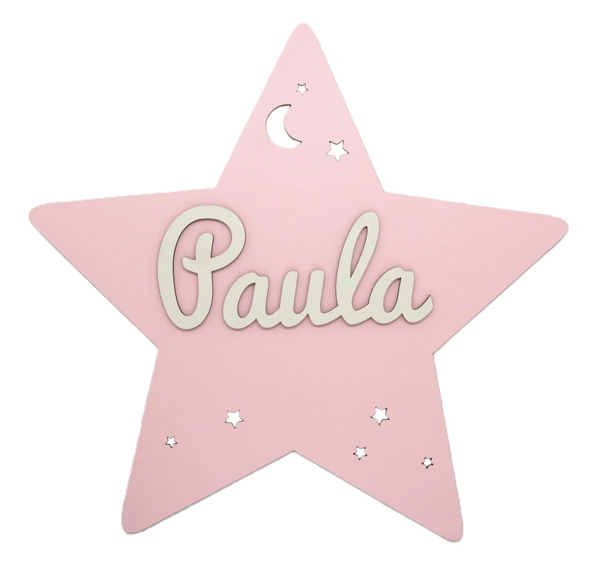 Placa estrella de madera personalizada con nombre. COLORES VARIOS
