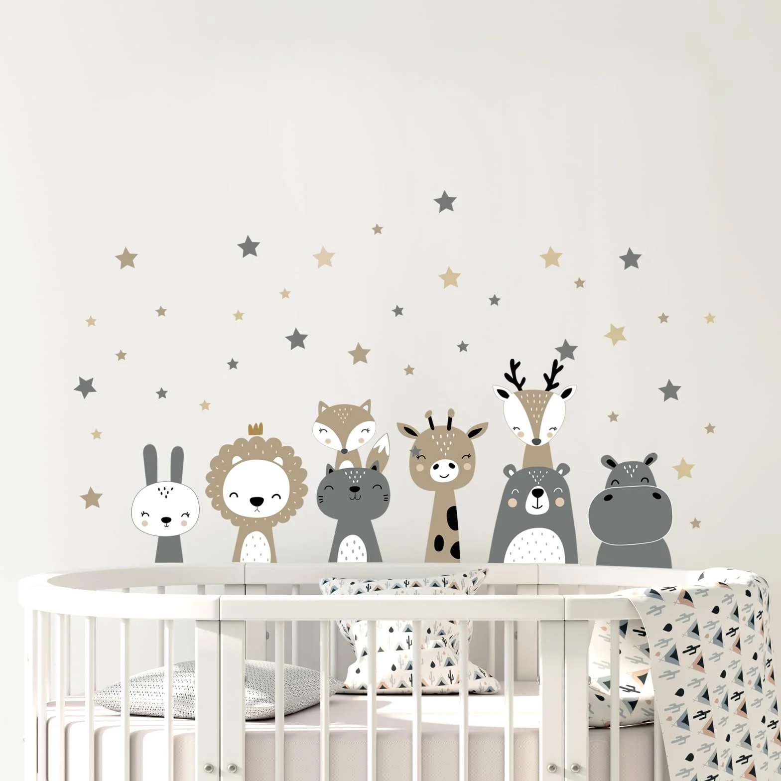 Tanlaby Pegatinas de Pared Safari Animales de la Jungla Vinilos Boho Gris Jirafa León Decorativos