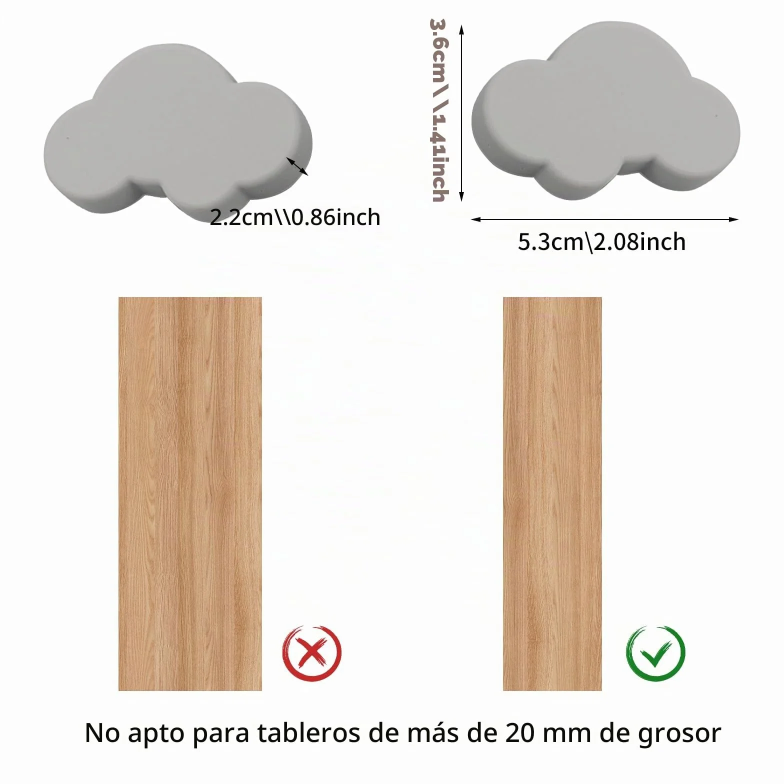 6 Pomos de Cajón con Forma de Nube para Muebles, Pomos de Goma con Forma de Dibujos Animados para Niñas Niños, para Tiradores de Armario, Cajones, Armarios de Habitación Infantil