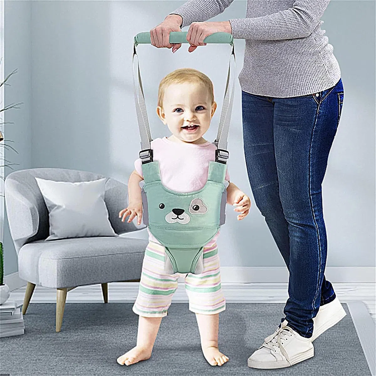 Arnés Para Aprender A Caminar | Arnés Ajustable De Seguridad Para Primeros Pasos,Soporte Transpirable Plegable para Aprendizaje de Marcha Adecuado para Bebés de 6 a 36 Meses