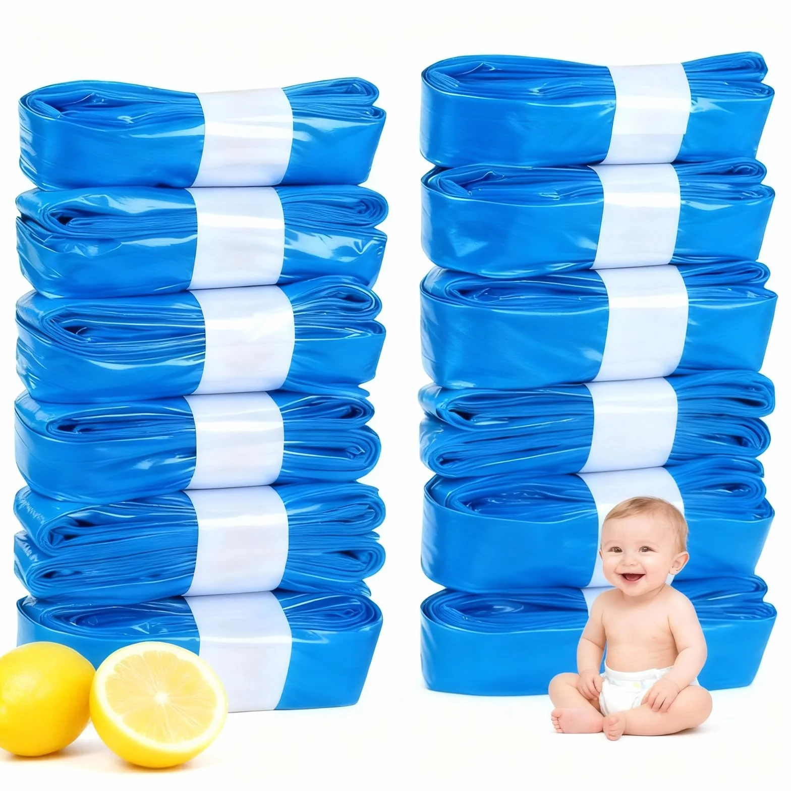 12 Piezas Recambios Cubos de Pañales, 4,5M Papelera Pañales Bolsas Bebe Compatible con el Contenedor de Pañales Tommee Tippee Sangenic Tec Simplee Sangenic Twist & Click Papelera