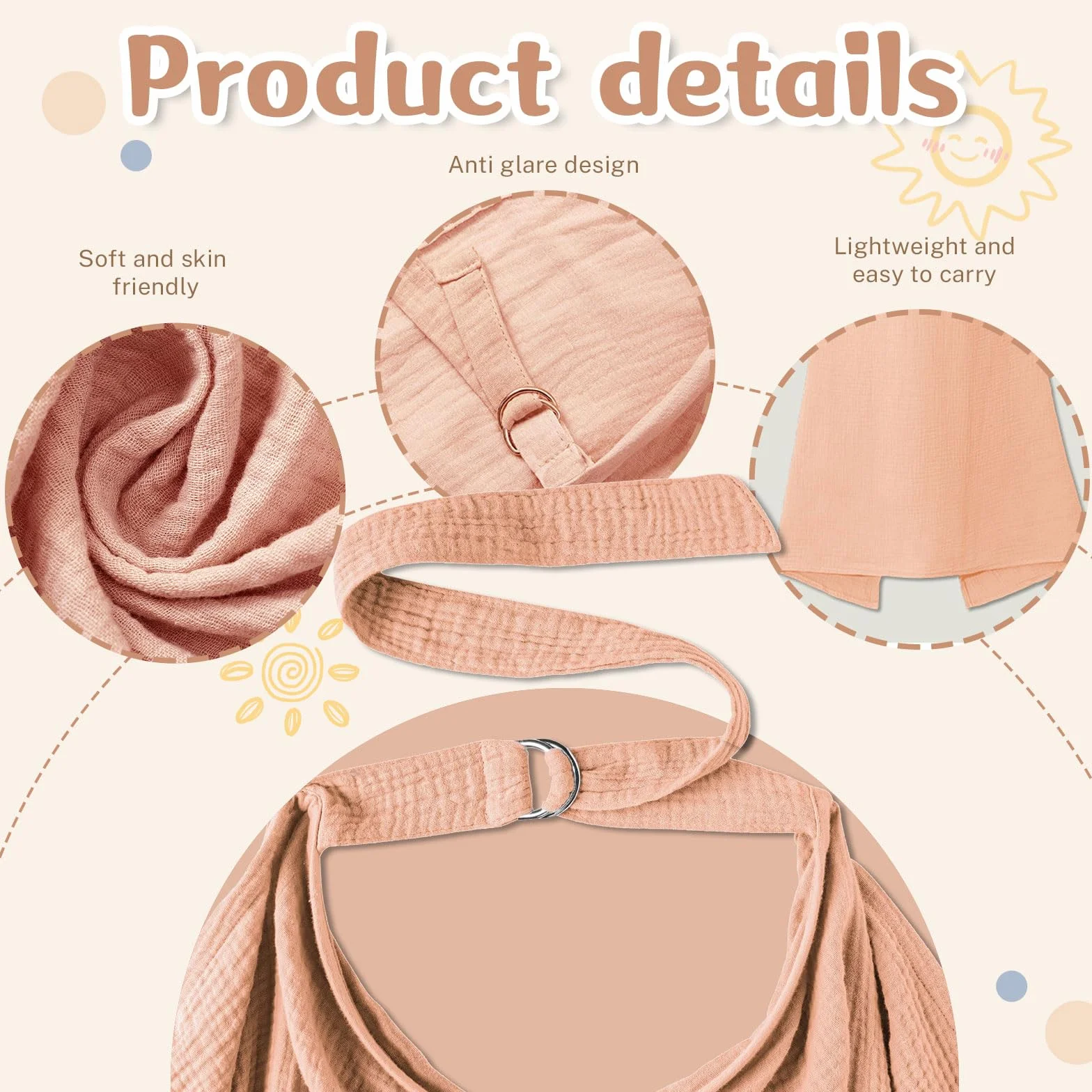 Pañuelo de lactancia para viajes, delantal de lactancia, funda de muselina para bebés, suave y transpirable, funda de enfermería para alimentación del pecho, color rosa, Rosa., L