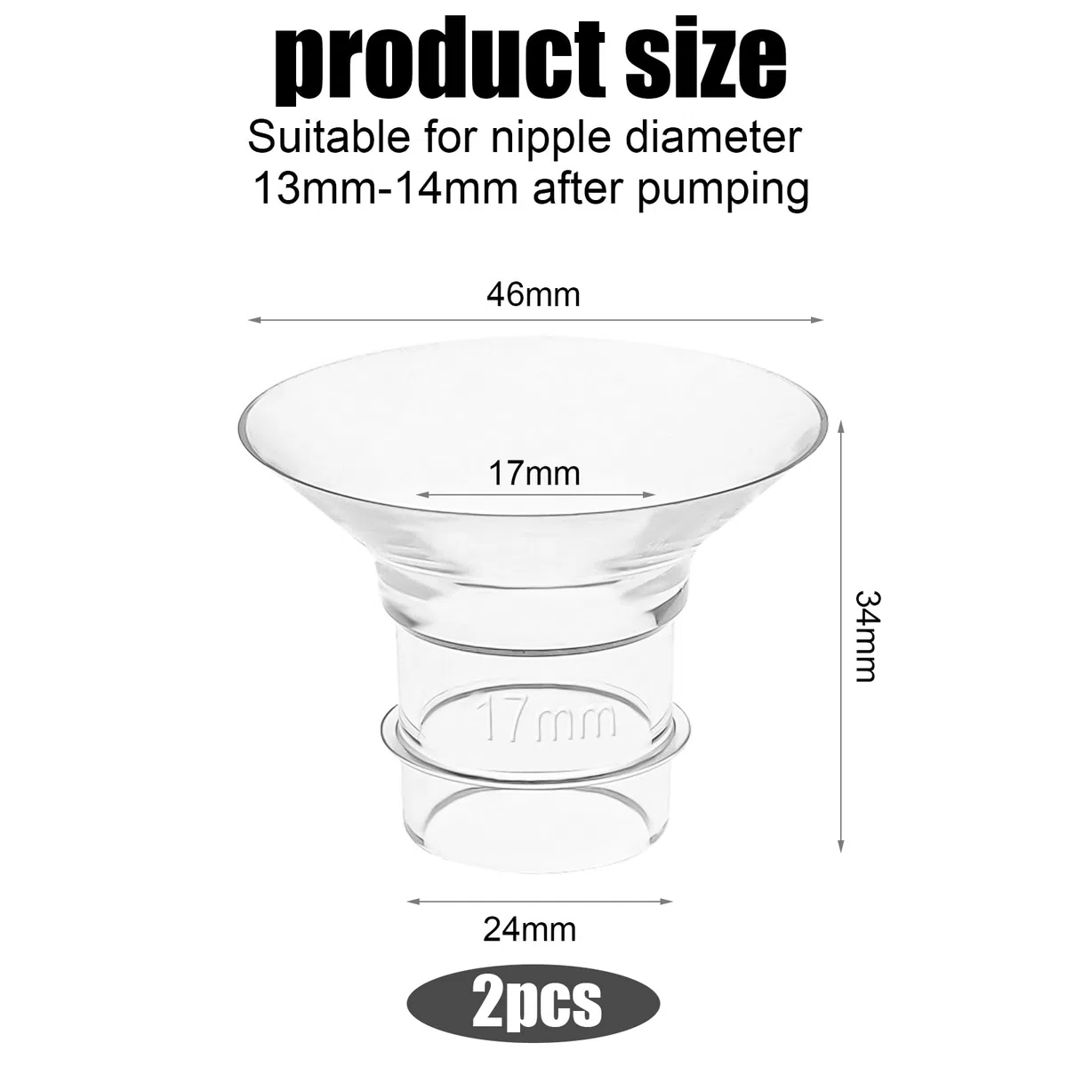 2 Uds Insertos de Brida, 17mm Inserto de Brida de Silicona para Extractor de Leche Compatible con Medela/Spectra/TSRETE/Momcozy S9/S12/S9Pro/S12Pro