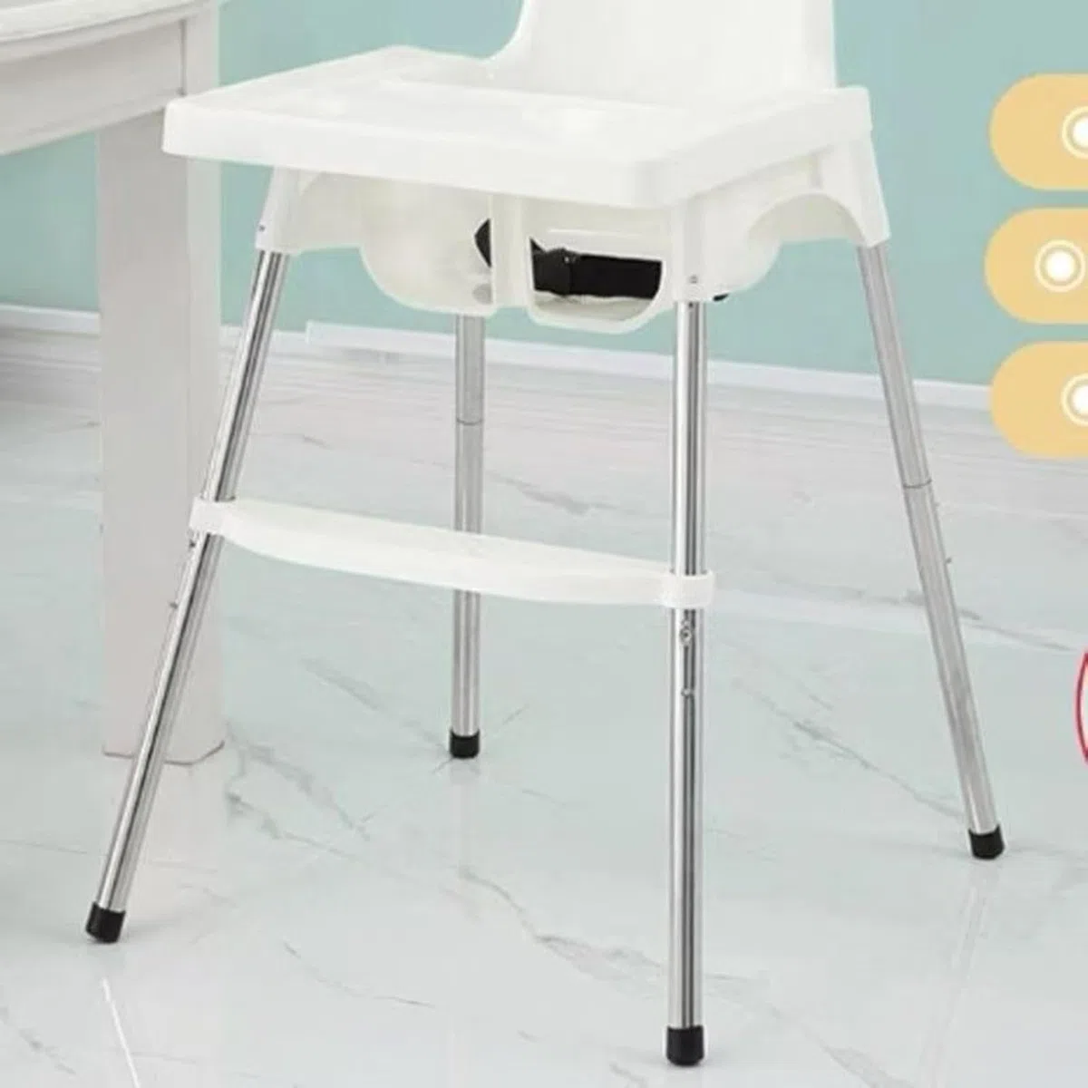 HANQ Reposapiés para silla alta, altura ajustable, reposapiés portátil para bebé, accesorios para silla alta, compatible con reposapiés IKEA Antilop para silla alta (blanco)