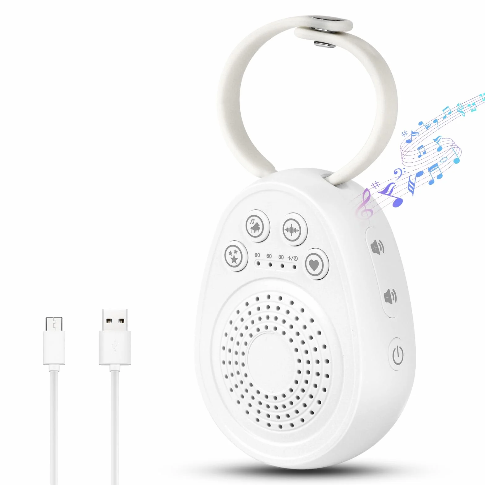 Máquina de Ruido Blanco Portátil Recargable 20 Sonidos Relajantes 1000mAh Temporizador para Dormir