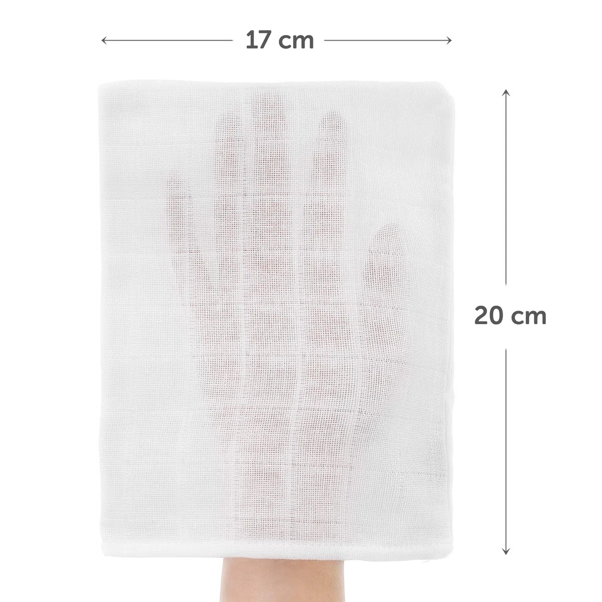 Makian Manoplas baño bebe Set 10 Ud. / Muselina facial 17x20 cm / Gasas bebe algodon / Muselina bebe blanca Certificado Oeko-TEX, lavar a 90°C - blanco