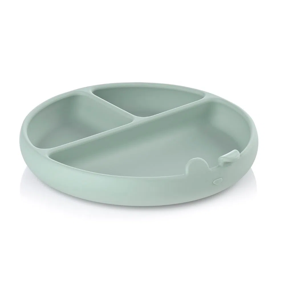 Jané Plato BLW Bebé de Silicona con Ventosa y Compartimentos, Libre BPA, Apto Microondas y Lavavajillas, Verde