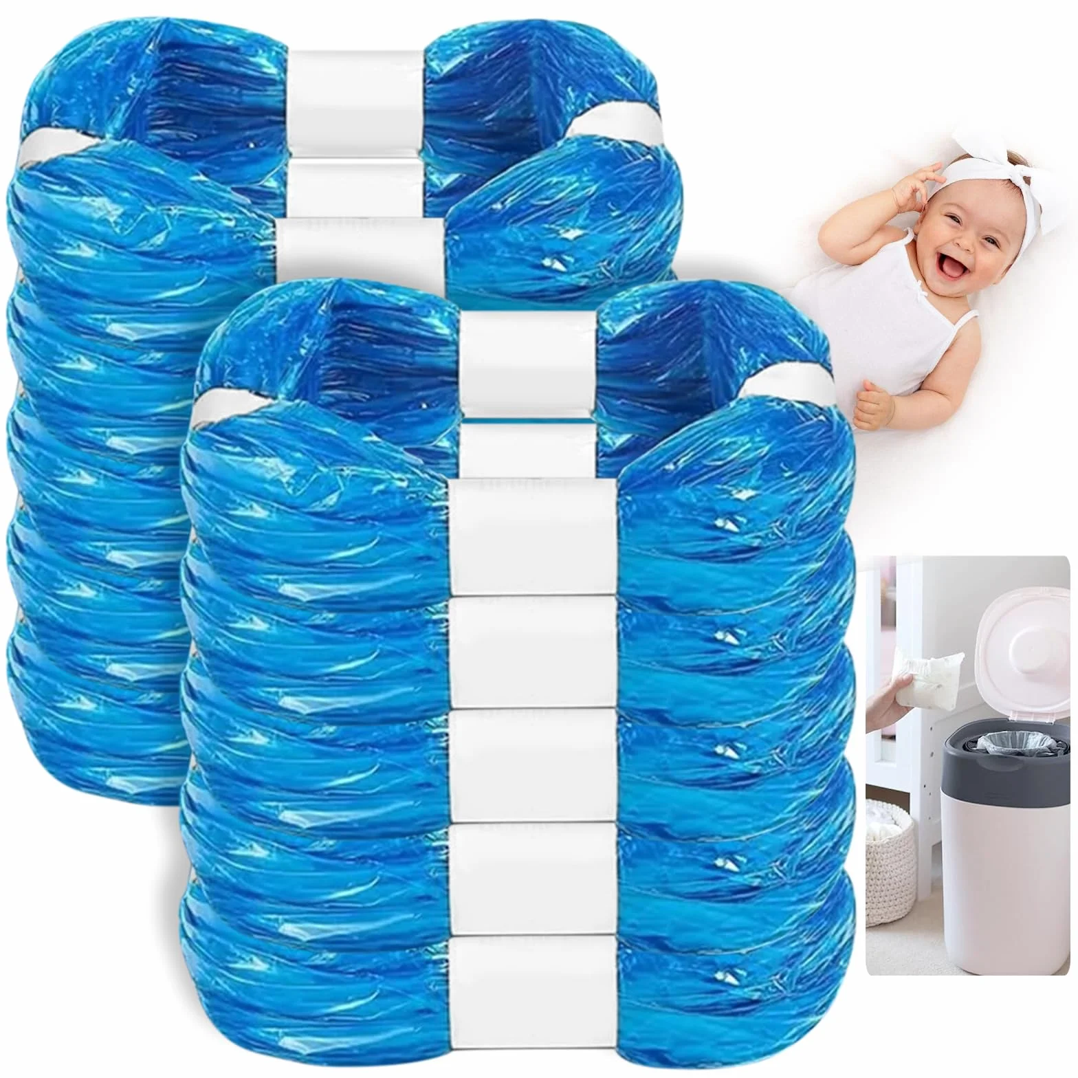 10 Recambios Contenedor de Pañales, Bolsa de Relleno para Papelera Pañales Bebe Compatible con Angelcare et Tommee Tippee et Litter Locker II Recambios