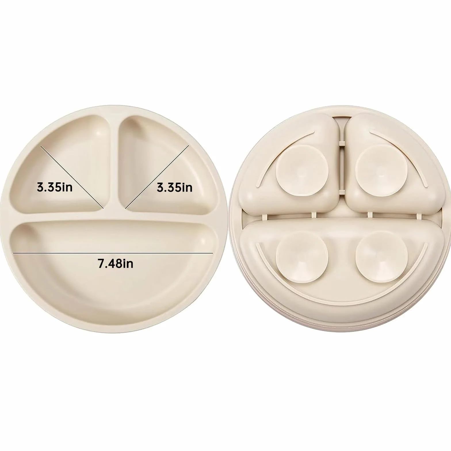 PandaEar Set de Alimentación Autónoma para Bebés | 2 Platos de Succión Divididos y 2 Tazas Pequeñas con 2 Cucharas y 2 Tenedores| Suministros de Silicona para Destete (Rosa)