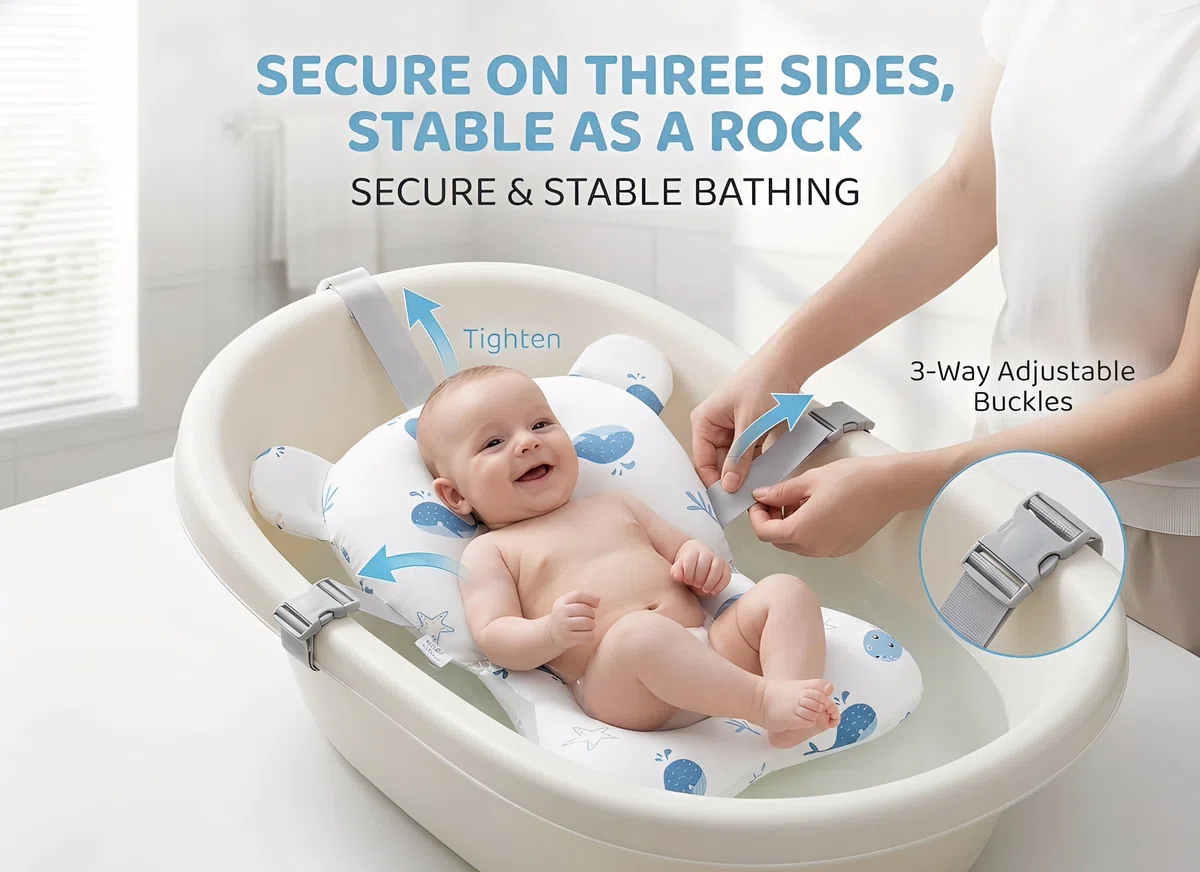 Cojin Bañera Bebe,Cojín de baño para bebé,Red de Baño para Bebés,Adaptador Bañera Universal,Suave y Blando,Hamaca,Secado Rapido,Asiento Hamaca Bañera Bebé 0-24 meses (BB)