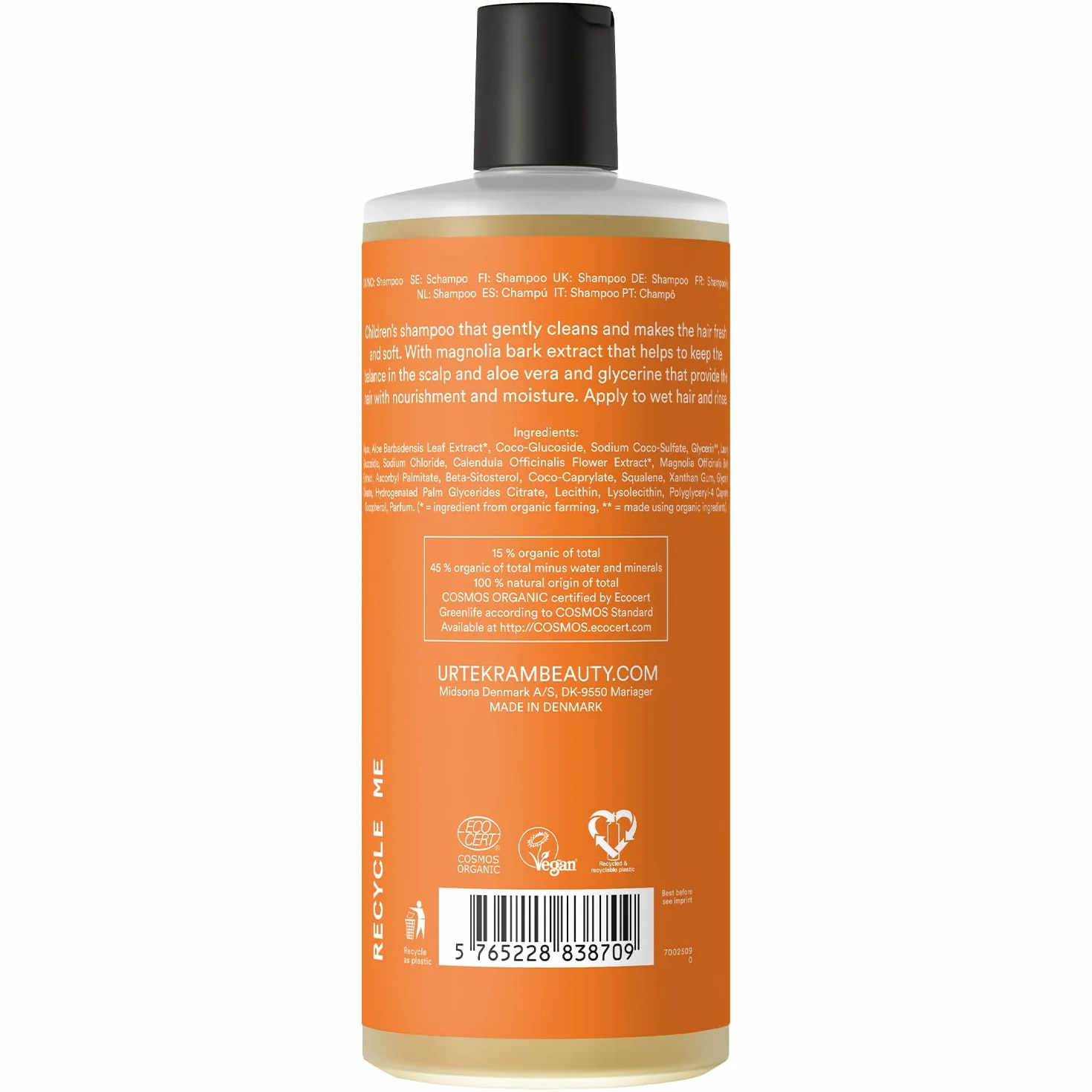 Urtekram - Champú Infantil Bio, Cuidado Suave, 500 ml