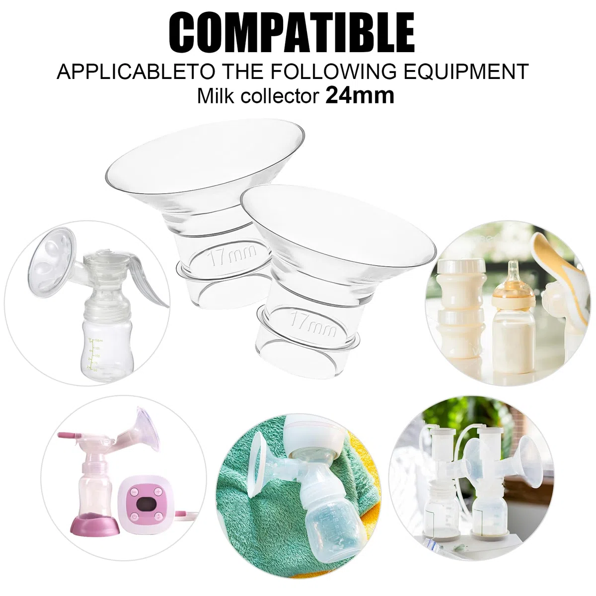 2 Uds Insertos de Brida, 17mm Inserto de Brida de Silicona para Extractor de Leche Compatible con Medela/Spectra/TSRETE/Momcozy S9/S12/S9Pro/S12Pro