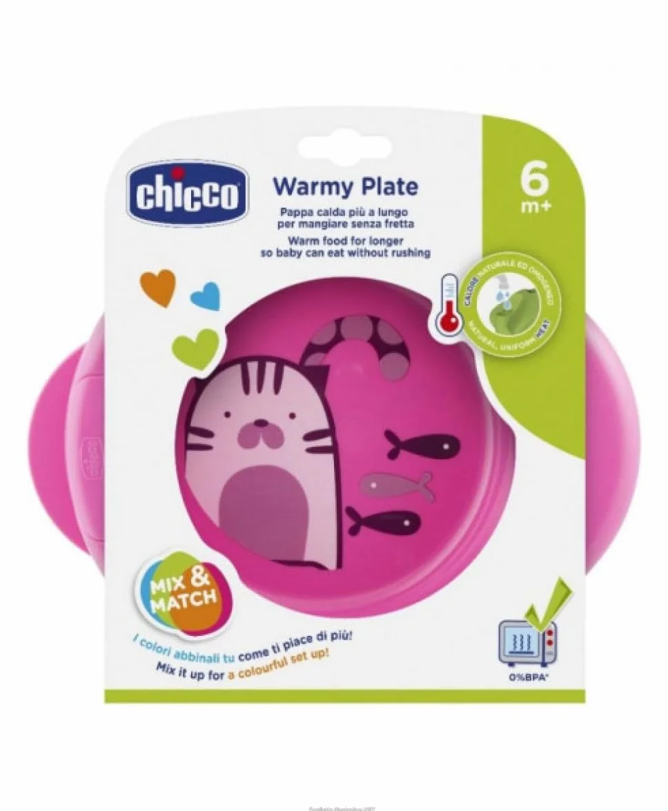 Chicco Warmy Plate - Plato termo 2 en 1, 6 m+, rosa