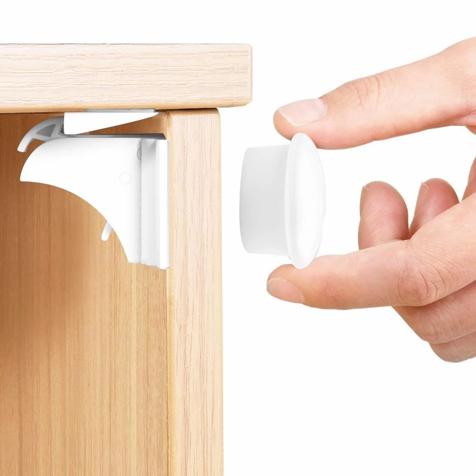 Lectorias Juegos de 10 Piezas Cerraduras para Armarios, Cierre Seguridad Cajones Bebes, Bloqueo Magnética Niños, Cerradura para Armario Invisible, Protector Cajon Magnetismo, Protección Niño, Blanca