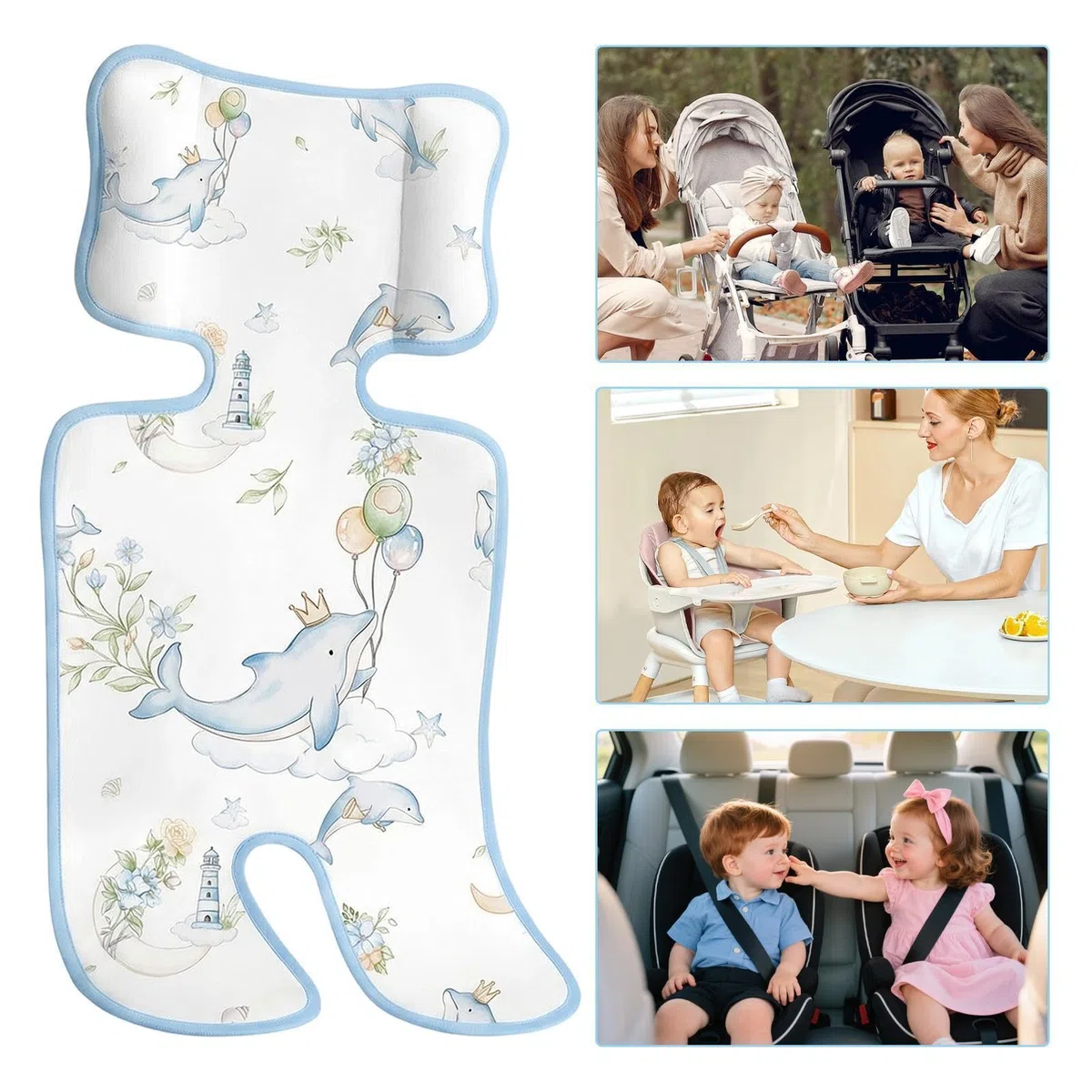 Cojín para cochecito de bebé - Colchoneta Universal Transpirable Cómoda - Almohadilla Refrescante para Niños,para Verano Viajes Paseos Siestas Coche Parque Hogar Dormir