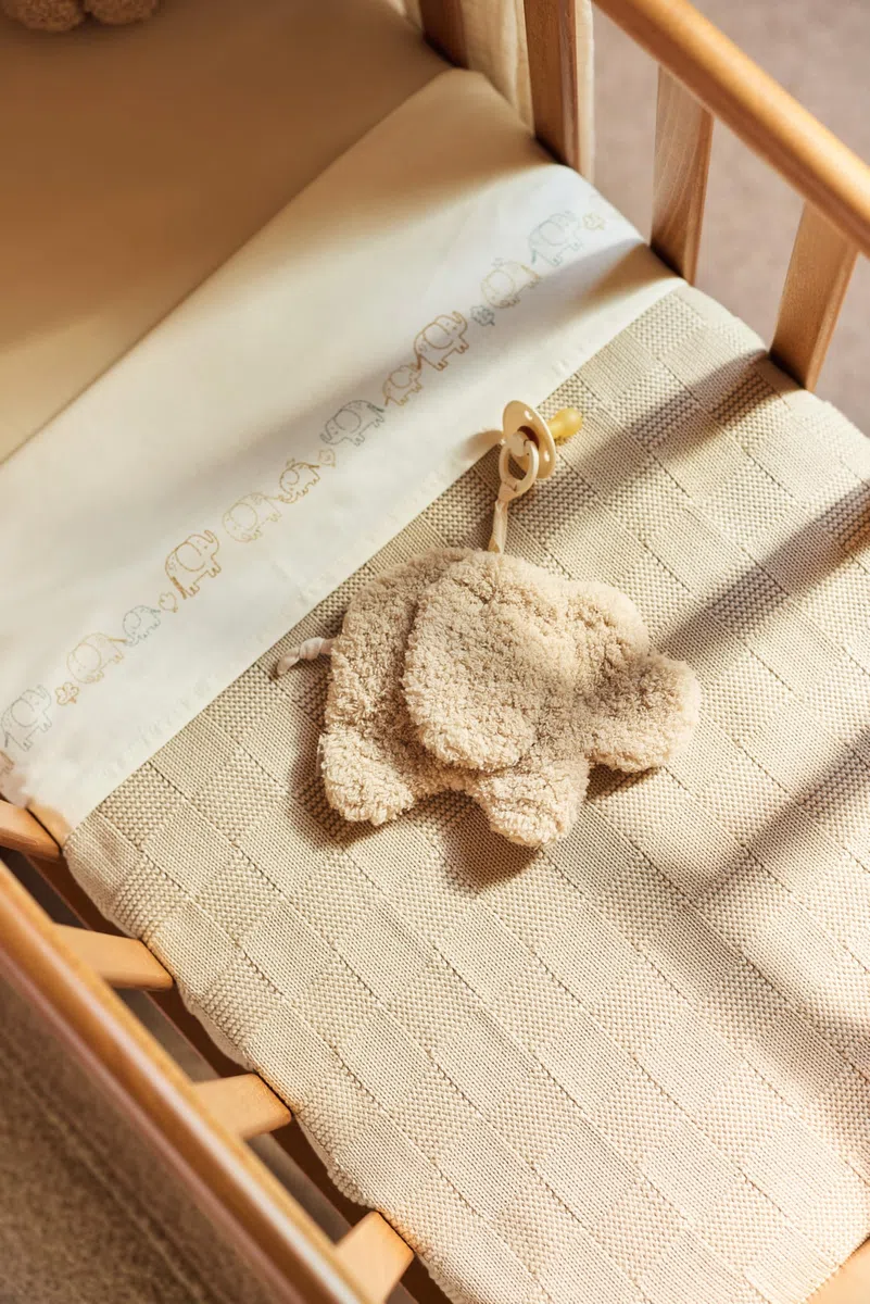 Jollein Peluche de Perrito - Elephant Tales - Sand - Peluche y Chupete - Extra Suave - Paño para acurrucar al bebé - Regalo para recién Nacidos - 19x14 cm