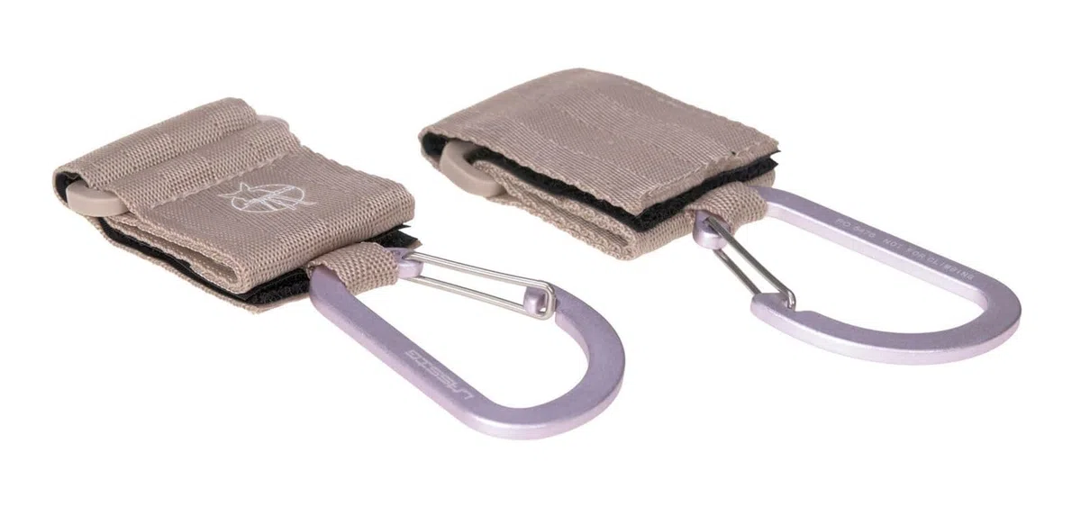 LÄSSIG Accesorio para cochecito (2 pcs.) Gancho de velcro Carabiner Gancho para cochecito Gancho para compras Metal/Stroller Hooks with Carabiner beige
