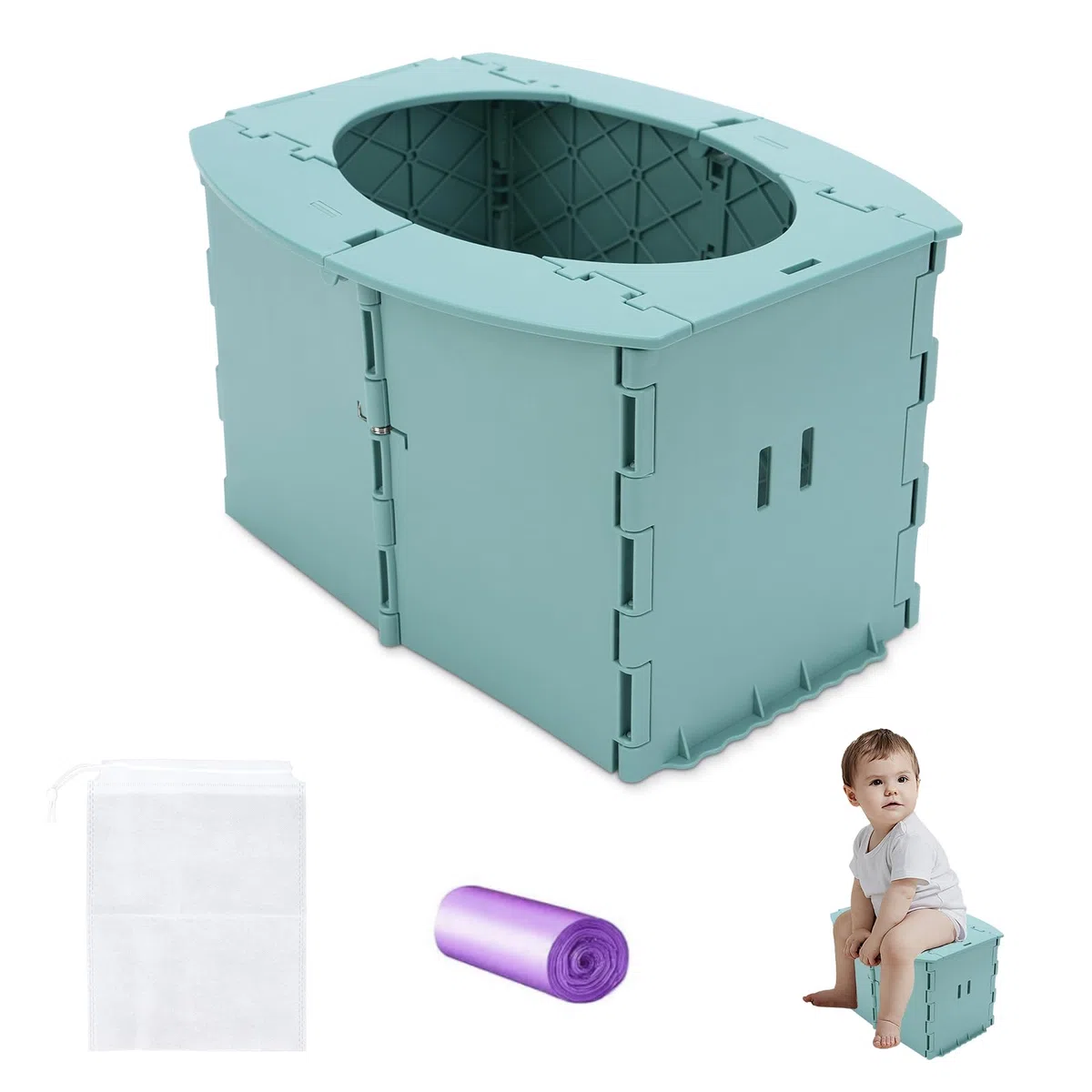 Orinal plegable para bebe, Orinal Viaje para Niños, Inodoro Infantil Plegable, Asiento de Entrenamiento de Viaje para Bebé Entrenamiento Adecuado para Exterior Interior Viajes Largos Acampar
