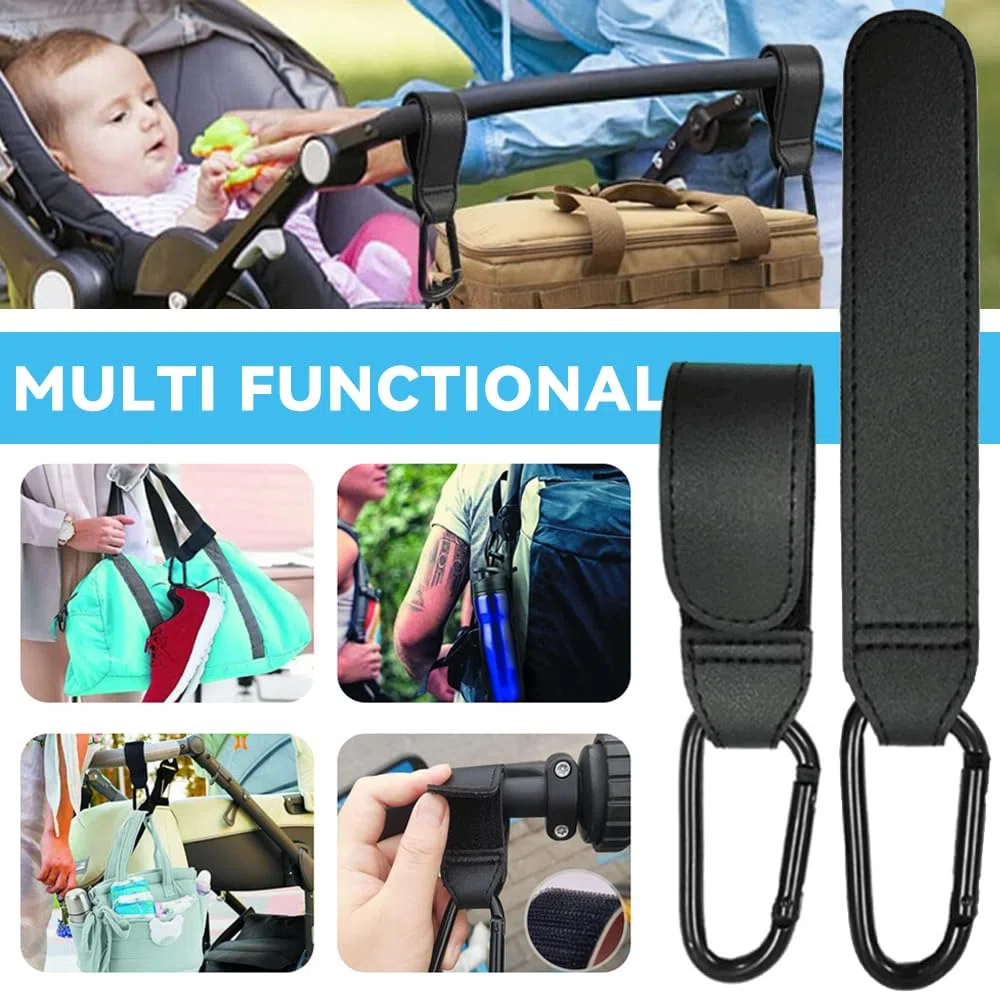 Portavasos para Carrito de Bebé con 2 Ganchos, Rotación de 360 Grados para Bicicleta, Diseñado con Gran Calibre (Negro)