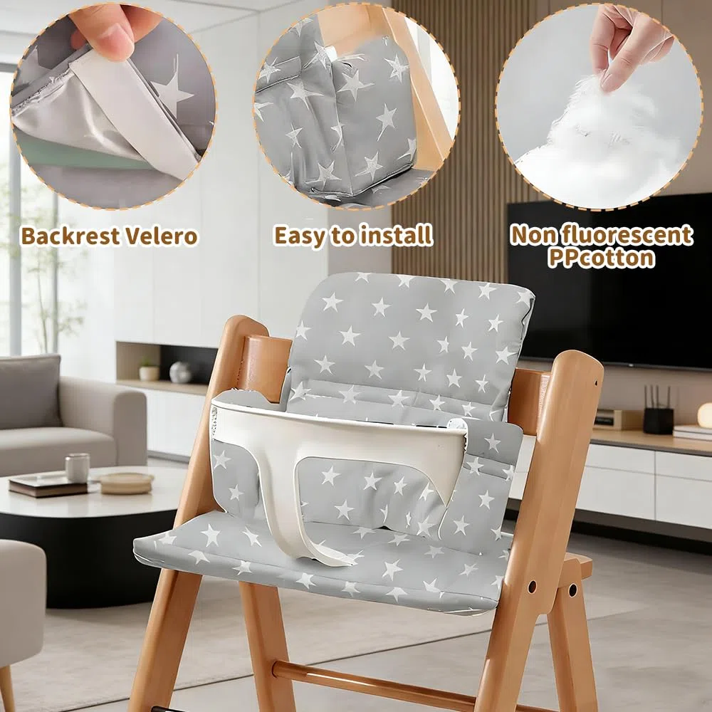 Cojín para trona infantil, 2 unidades, cojín acolchado para trona, reductor lavable para trona, funda para trona Step, para trona con cinturón de seguridad Sto-kke