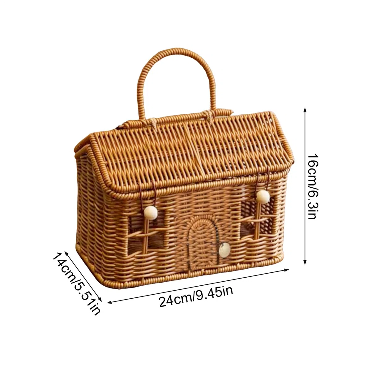 Cestas de mimbre para almacenamiento, decoración rústica para el hogar, portátil, cesta de almacenamiento de juguetes tejida a mano con tapa, para baño, lavandería, habitación infantil