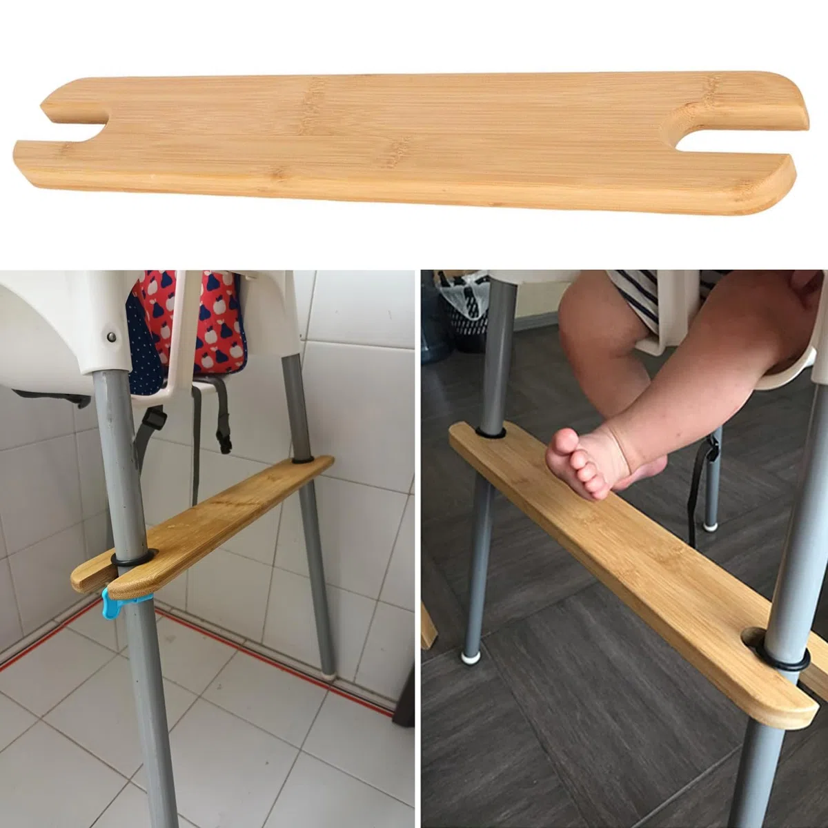 Reposapiés para Trona, Reposapiés Ajustable Antideslizante Compatible con la Trona Antilop de IKEA, Reposa Pies para Tronas de Bebe, Accesorios para Trona Bebe (Bambú)