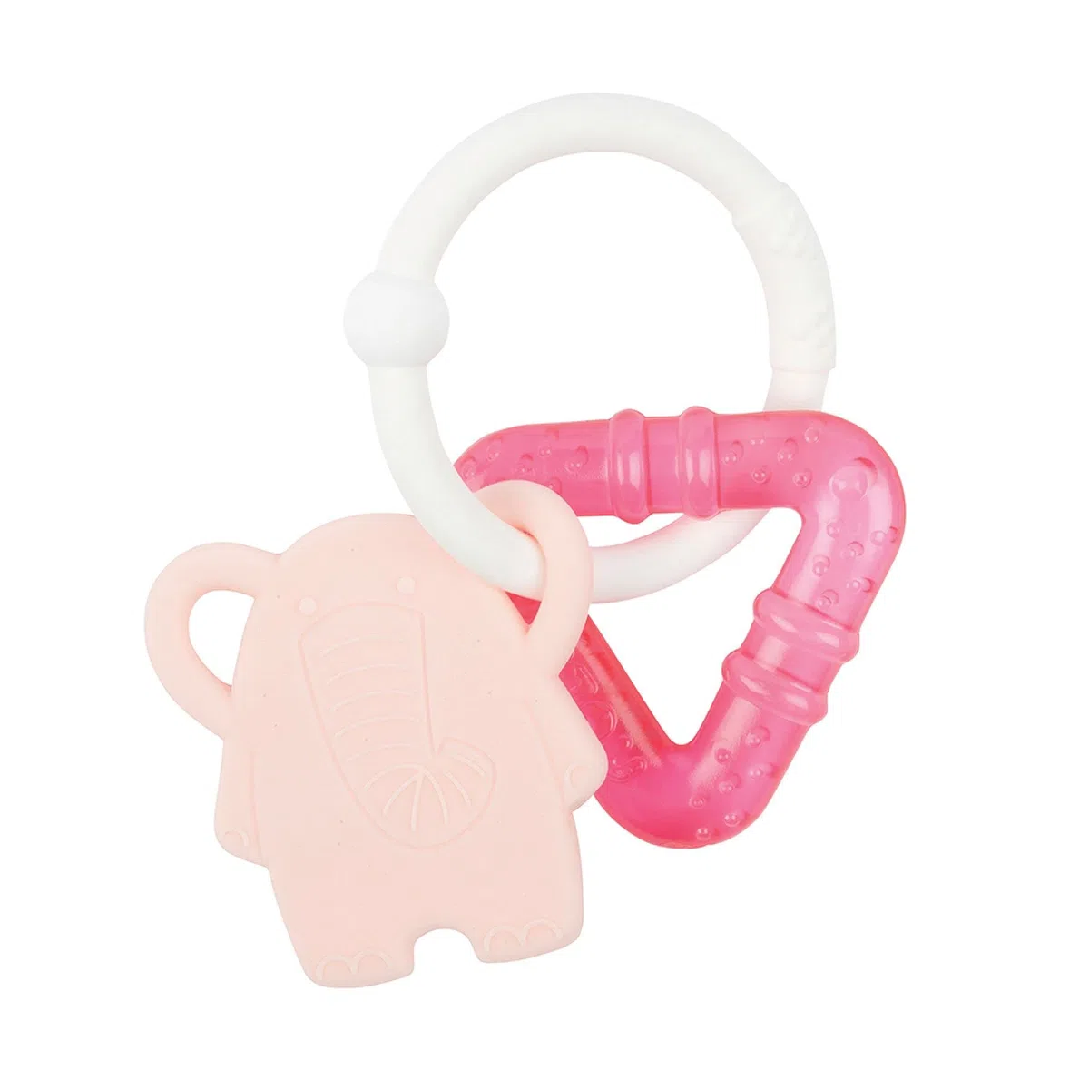 Nattou Anillo de dentición refrescante de silicona, Elefante, Relleno de agua, sin BPA, 13,5 x 10,5 x 15 cm, Silicon, Rosa/blanco
