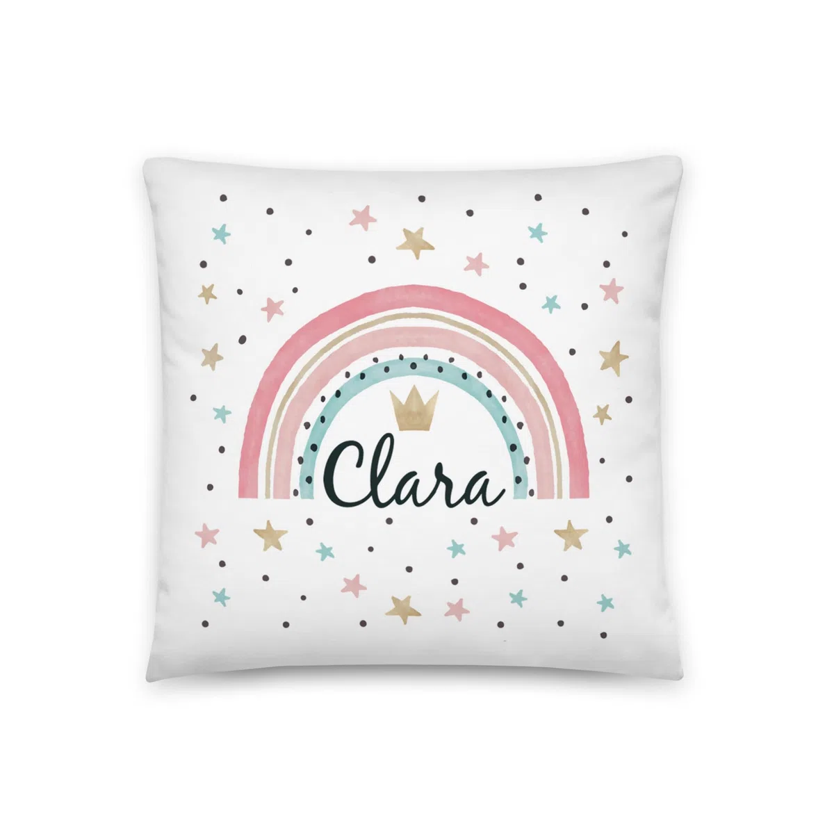 Kembilove Cojín Infantil Personalizado – Almohada Bebe Guardería Personalizado con el Nombre – Regalos para Bebes – Regalos Personalizados - Arcoiris