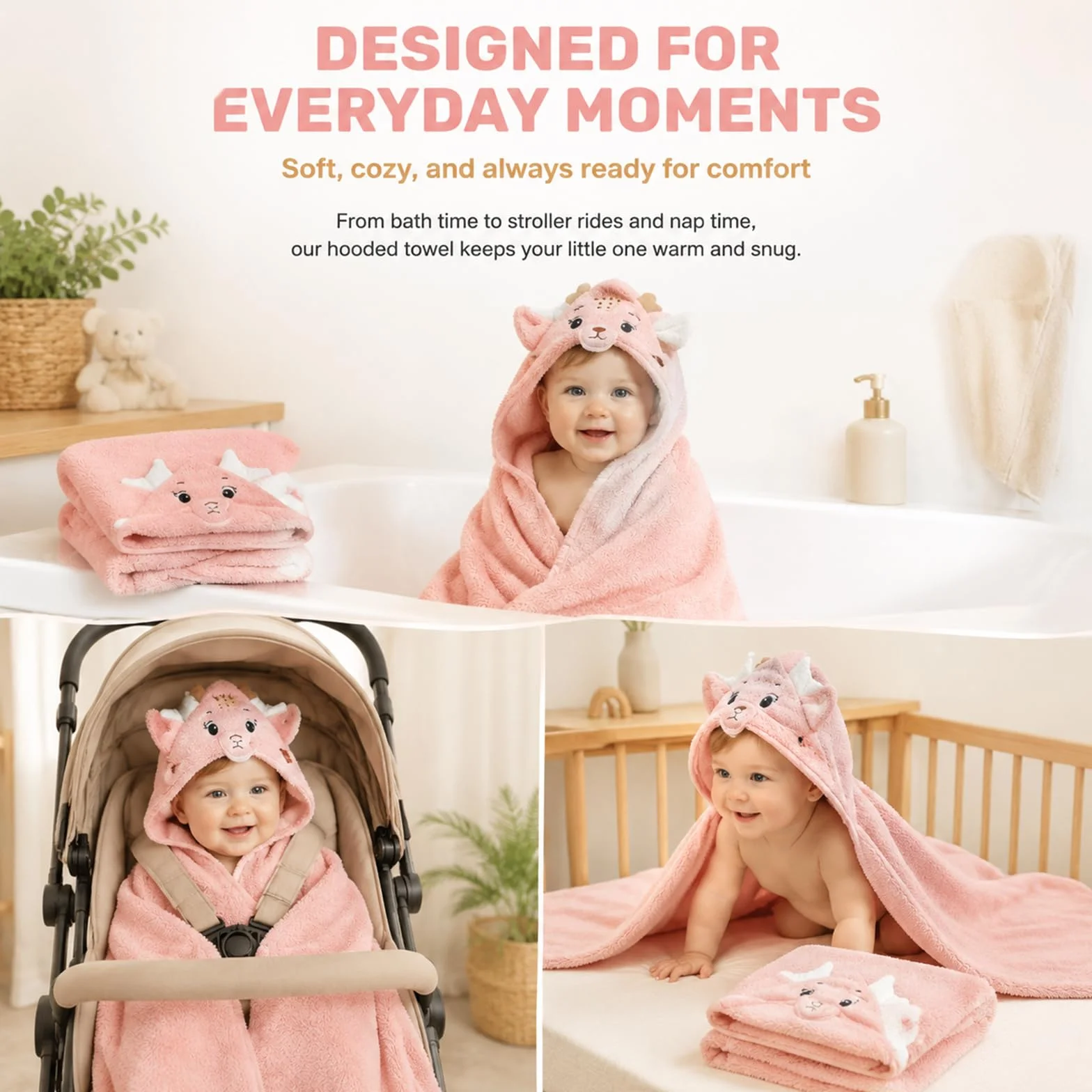 Toallas con Capucha para Bebés 3 Piezas 80 X 80 Cm Suaves Toallas De Baño para Niños Pequeños Y Recién Nacidos