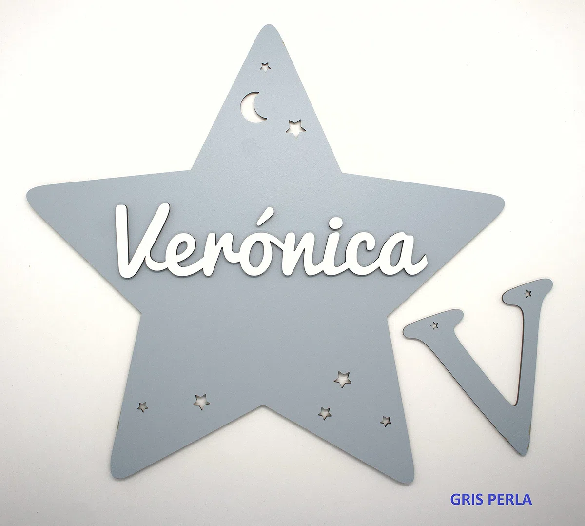 Placa estrella de madera personalizada con nombre. COLORES VARIOS